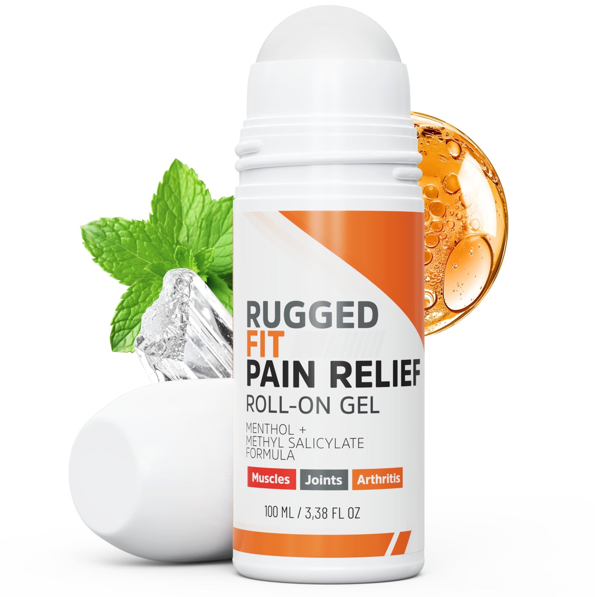 Rugged Fit Max-Strength Pain Relief Roll-On Gel – Cold & Hot Therapy with Menthol 2% + Methyl Salicylate 10% – Fast-Absorbing, Non-Greasy for Back, Arthritis, Muscle & Joint Pain – 3.38 fl oz Rugged FitAu supplements
