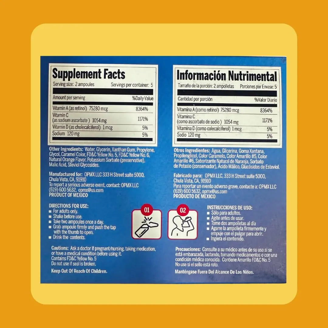Aderogripa Immune Support Vitamins C, A & D | Liquid Supplement | 10 Natural Orange Flavor Ampoules | Boost Your Immune System ADEROGRIP-AAu supplements