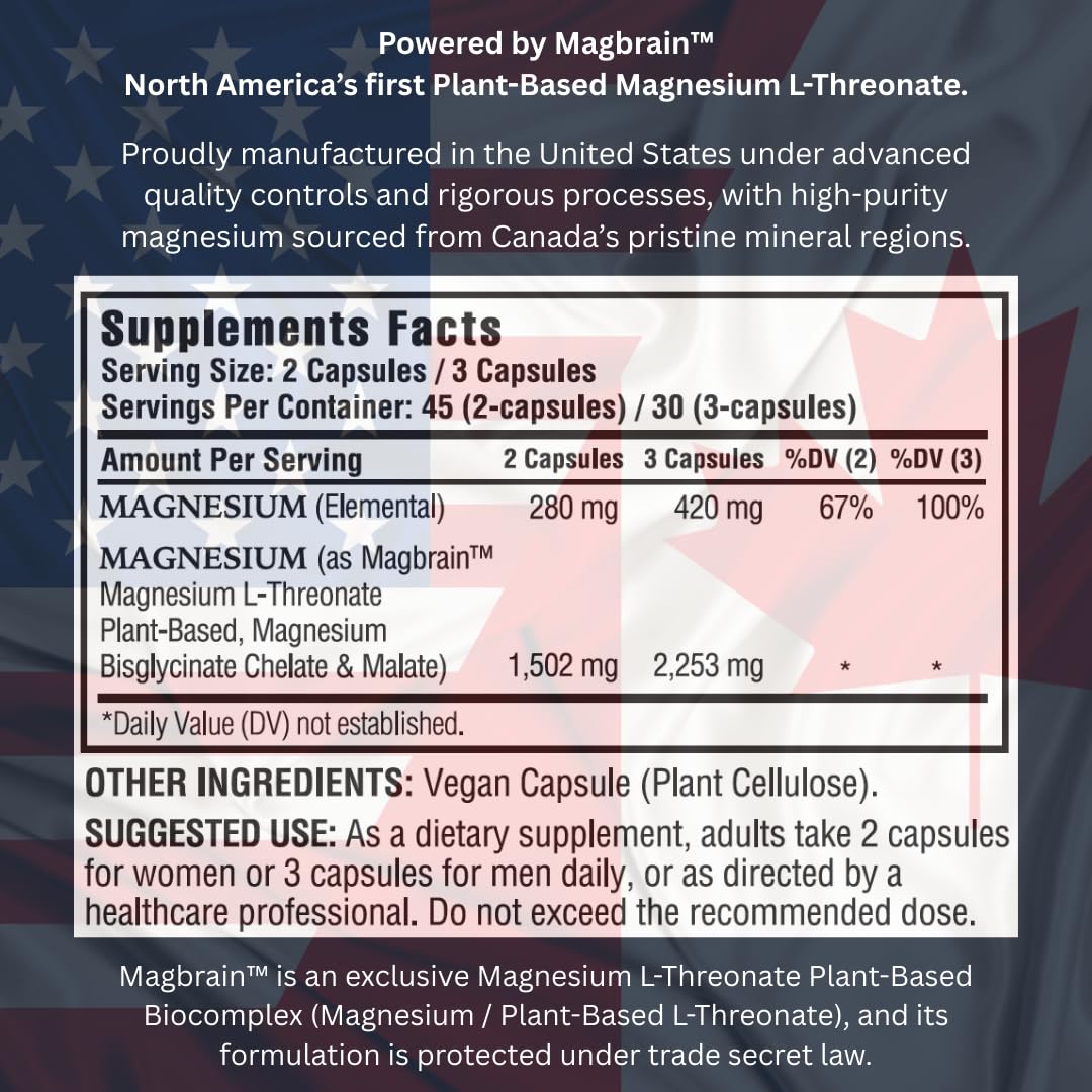 Kappa Nutrition Powered by Magbrain™ Magnesium L-Threonate Plant-Based, 90 Vegan Capsules, 420mg Elemental Magnesium (3 Capsules) from 2,253mg, Brain, Sleep & Muscle Support. KAPPA NUTRITIONAu supplements