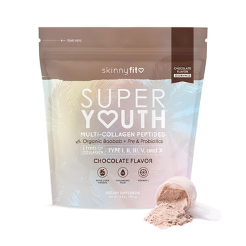 SkinnyFit Super Youth Chocolate Multi-Collagen Peptides + Probiotics, Baobab Fiber SkinnyFitUS supplements