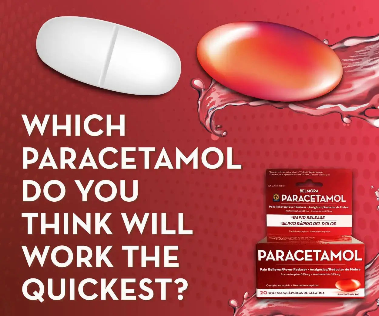 Belmora Paracetamol Acetaminophen 325mg 20 Softgels for Pain Relief, Liquid Filled Capsules for Rapid Release, Fever Reducer for Adults Extra Strength Belmora paracetamolAu supplements