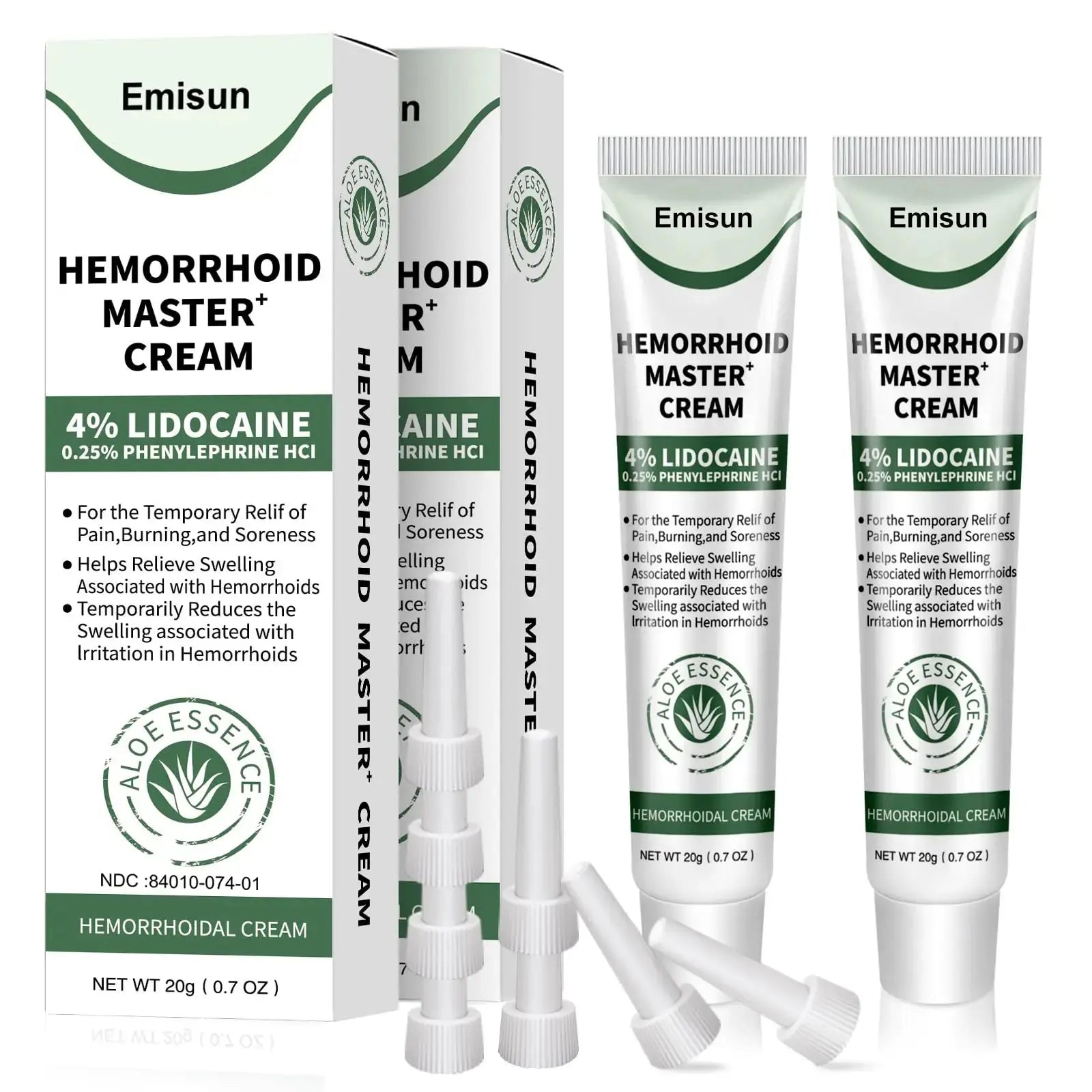 Hemorrhoid & Fissure Ointment, Hemorrhoid Treatment and Hemorrhoid Cream with Lidocaine 4% and Phenylephrine HCI for Fast Relief of Pain, Swelling, Itching, Burning, Hemorrhoidal treatment, 2 Pack-J2 EmisunAu supplements