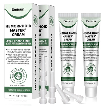 Hemorrhoid & Fissure Ointment, Hemorrhoid Treatment and Hemorrhoid Cream with Lidocaine 4% and Phenylephrine HCI for Fast Relief of Pain, Swelling, Itching, Burning, Hemorrhoidal treatment, 2 Pack-J2 EmisunAu supplements