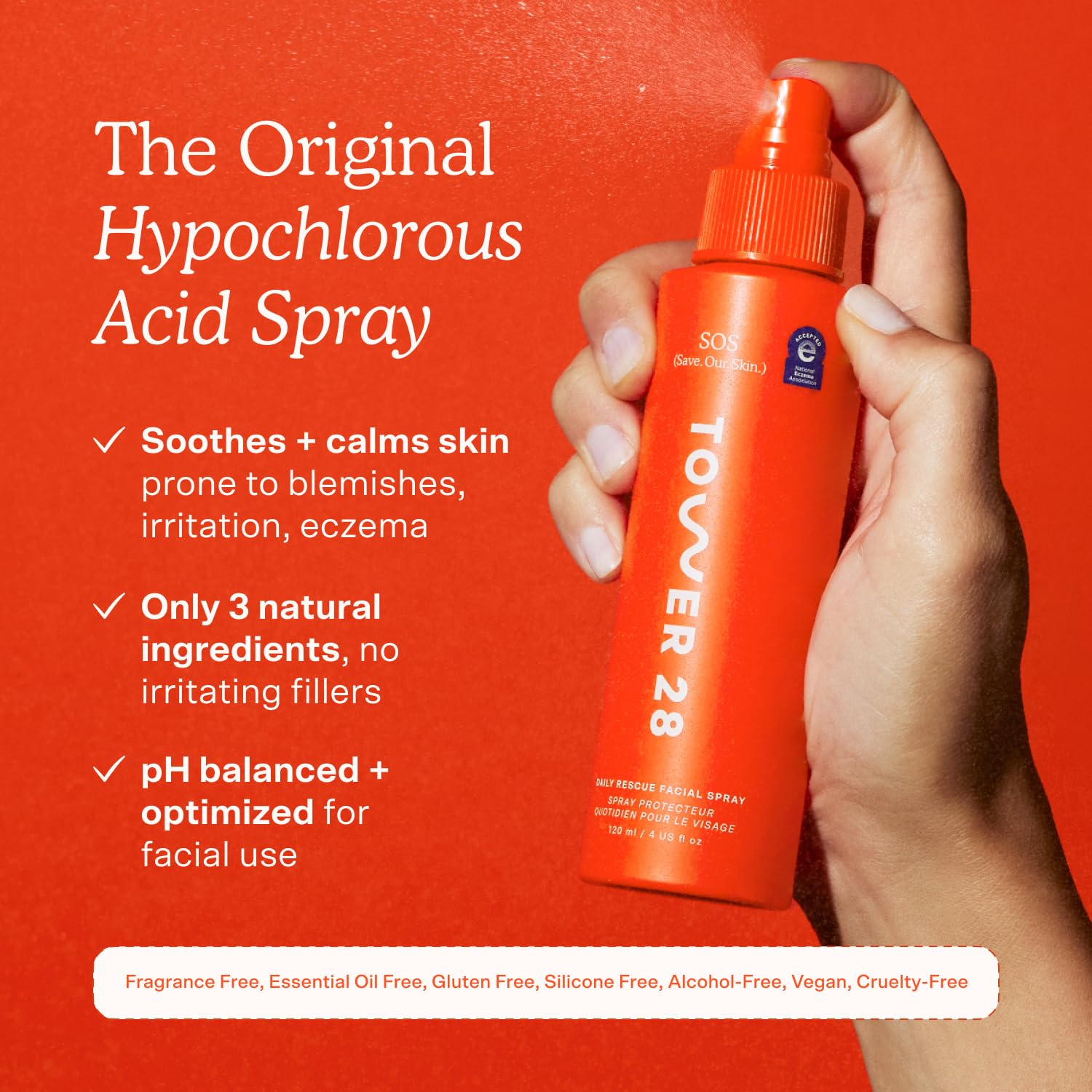Tower 28 SOS Daily Rescue Facial Spray - Hypochlorous Acid Spray to Help Reduce Redness, Calm Irritation + Alleviate Flare-Ups - Soothing + Purifying Face Toner - Everyday Skin Care Essential (4 oz) Tower 28Au supplements