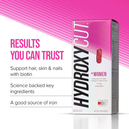 Hydroxycut + Women Pills with Biotin & Collagen | Hair Nails and Skin Vitamins | Iron Supplement HydroxycutUS supplements