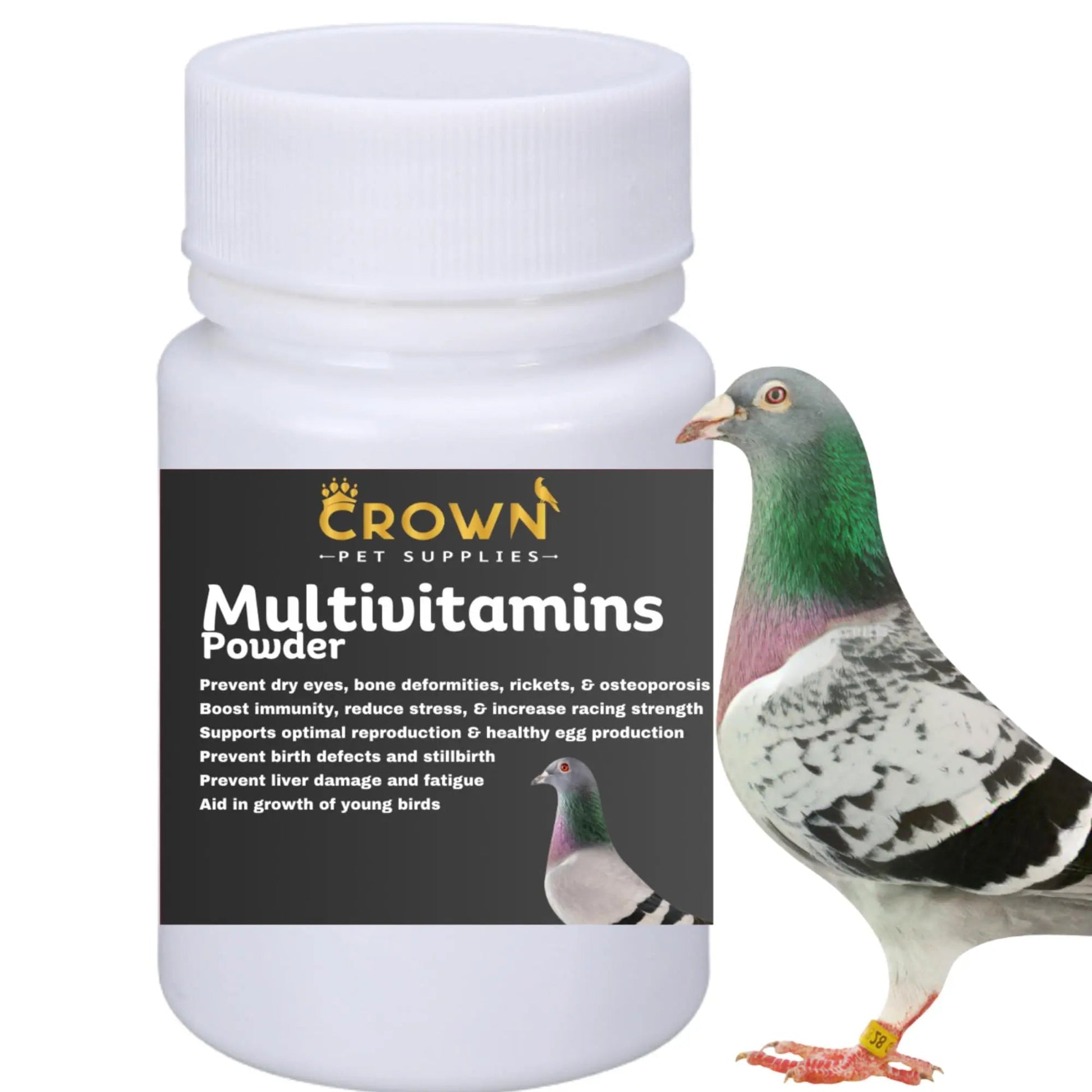 Multivitamin Powder for Pigeons – Ultimate Vitamin Formula for Racing & Breeding – Supports Growth, Bone Strength, Reproductive Health & Feather Health Crown Pet SuppliesAu supplements