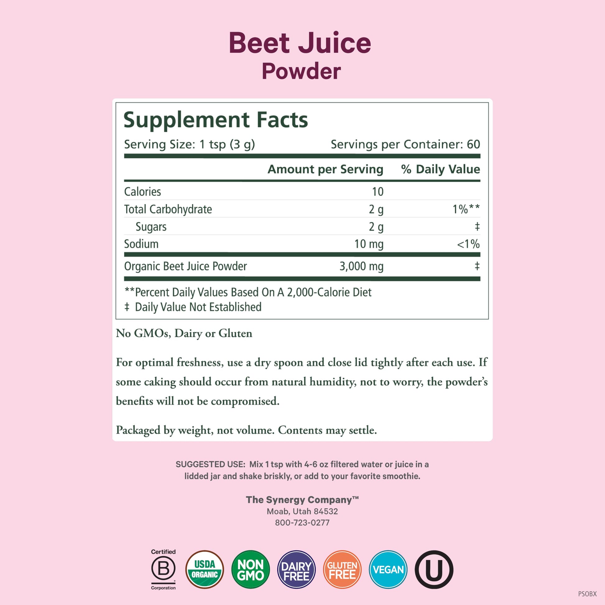 PURE SYNERGY Organic Beet Juice Powder | Pre-Workout Supplement | Organic Beet Root Juice Powder | for Healthy Circulation, Exercise, and Detoxification (6.4 oz.) PURE SYNERGYAu supplements