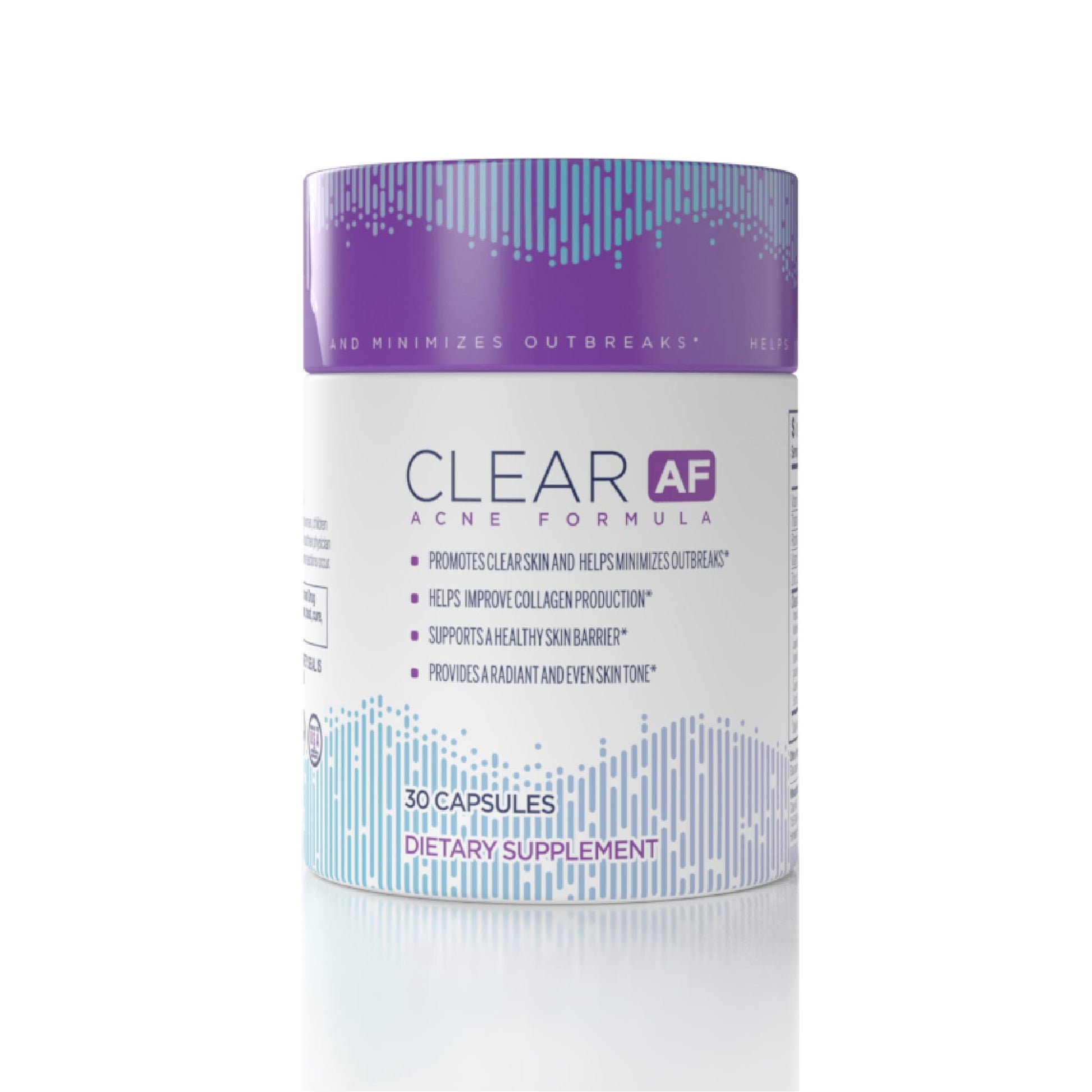 Clear AF Clear Skin Supplement | Skin Barrier Hydration & Clear Complexion Support with Vegan Ceramides, Zinc, Vitamin D3, B6, Riboflavin & Thiamine | Vegan Capsules | 30-Day Supply Clear AFAu supplements