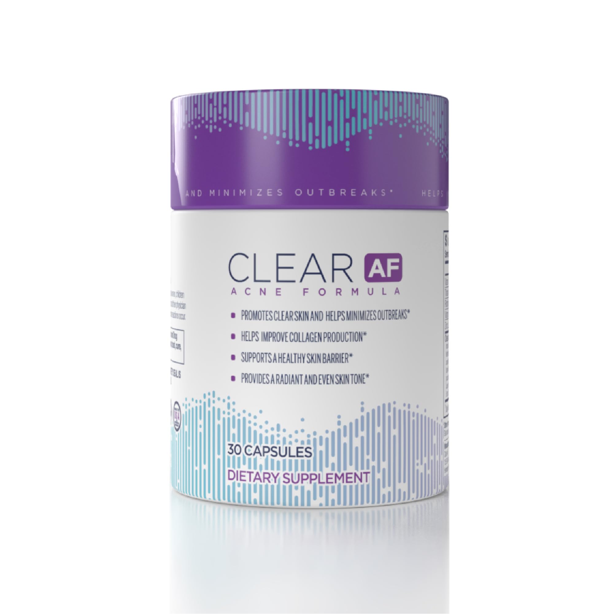Clear AF Clear Skin Supplement | Skin Barrier Hydration & Clear Complexion Support with Vegan Ceramides, Zinc, Vitamin D3, B6, Riboflavin & Thiamine | Vegan Capsules | 30-Day Supply Clear AFAu supplements