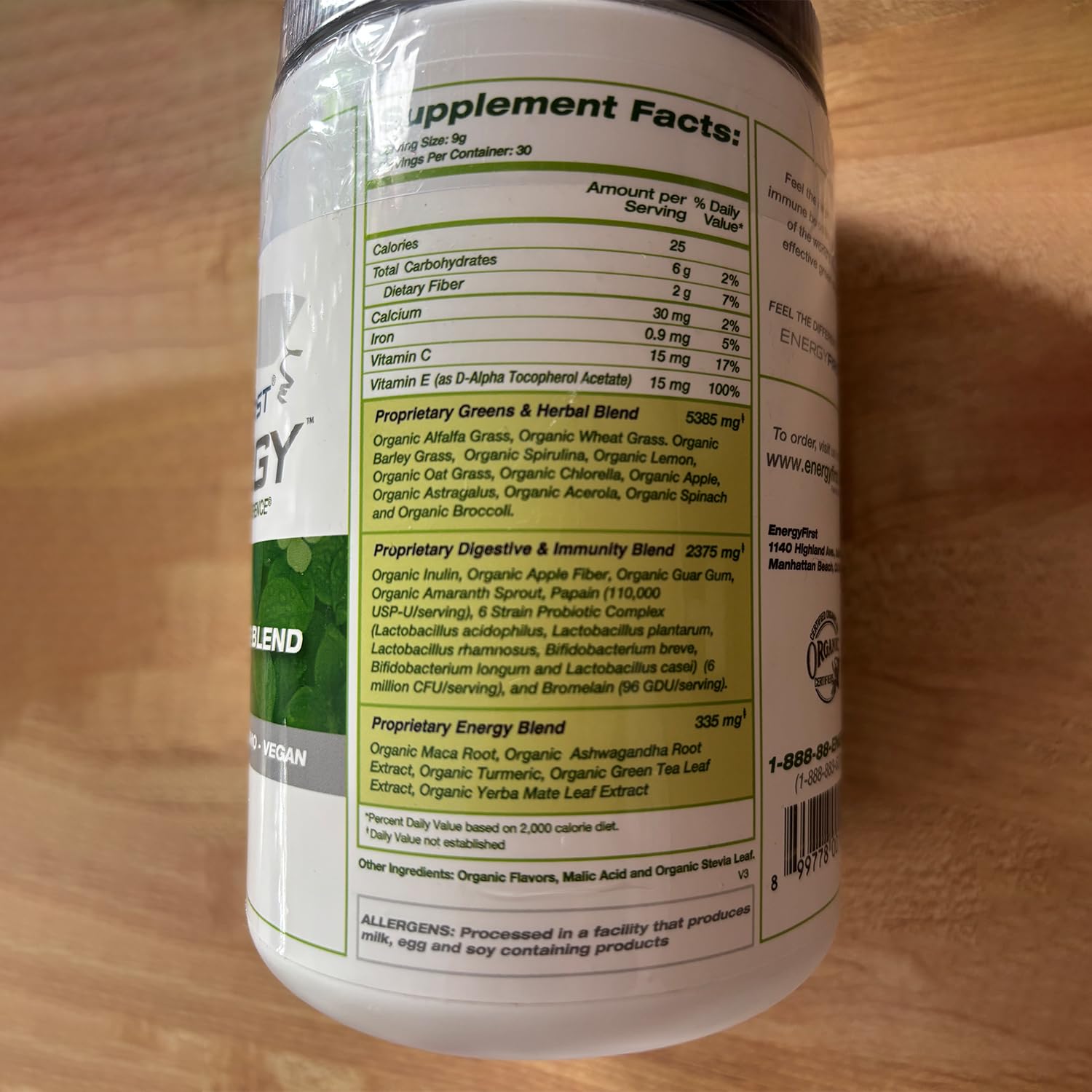 EnergyFirst Energize and Detoxify Greenergy Organic Superfood Powder - Vegan, Gluten-Free, Sugar-Free, Non-GMO - 30 Servings for Daily Energy & Immunity Boost! EnergyFirstAu supplements