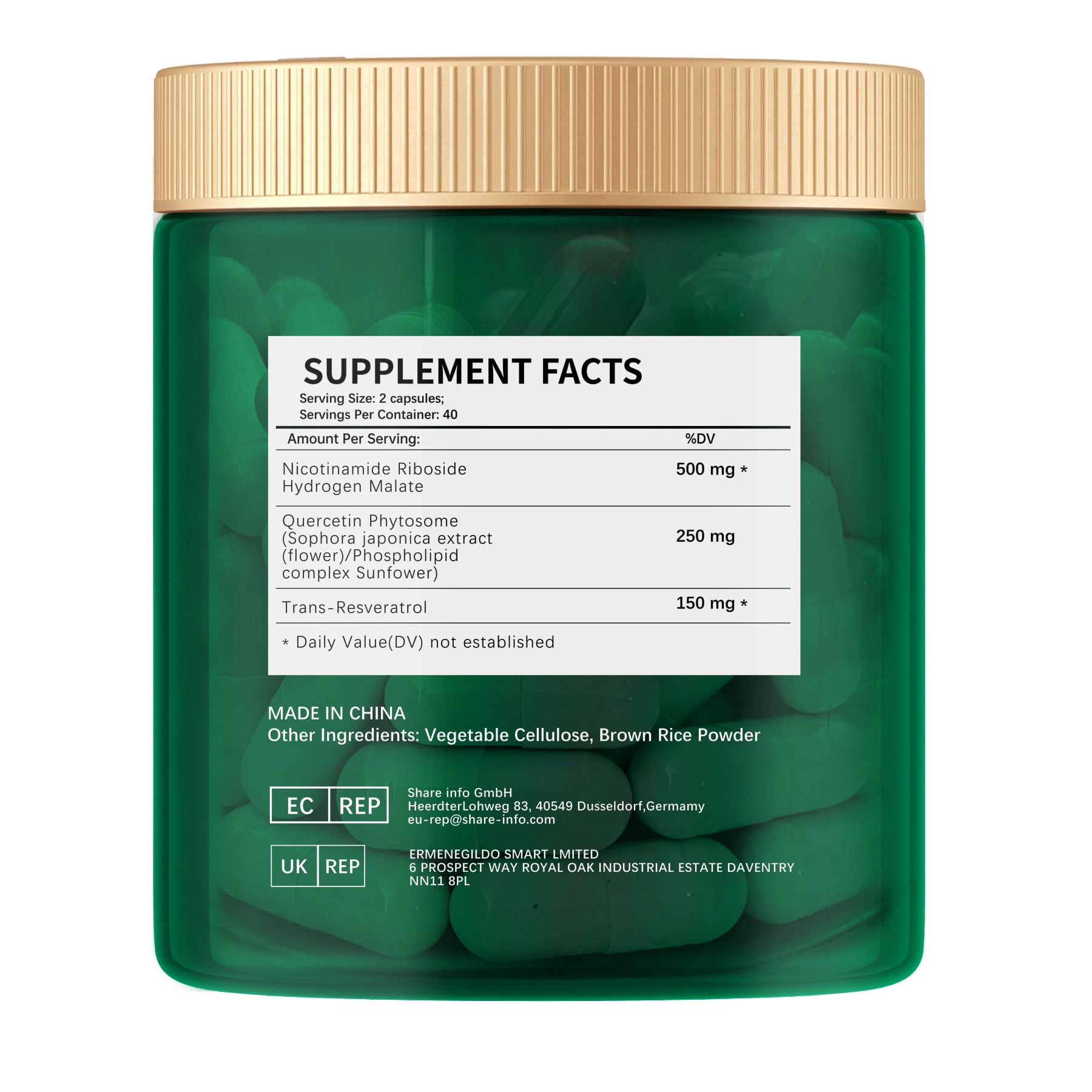 ESUNM Liposomal NAD+ Supplement with Resveratrol, NMN Supplement NAD Resveratrol Support Cellular Health, Stamina & Healthy Aging,Third-Party Tested，80 Capsules ESUNMAu supplements