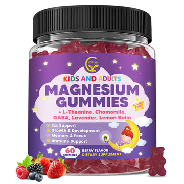 Magnesium Glycinate Gummies 400/200mg for Kids & Adults, NO Melatonin Sleep Aid Magnesium Supplement Gummies with Chamomile, Lavender, L-Theanine & GABA, B6, D3 & K2 for Bone, Relax, Immune Support GORNVBAu supplements