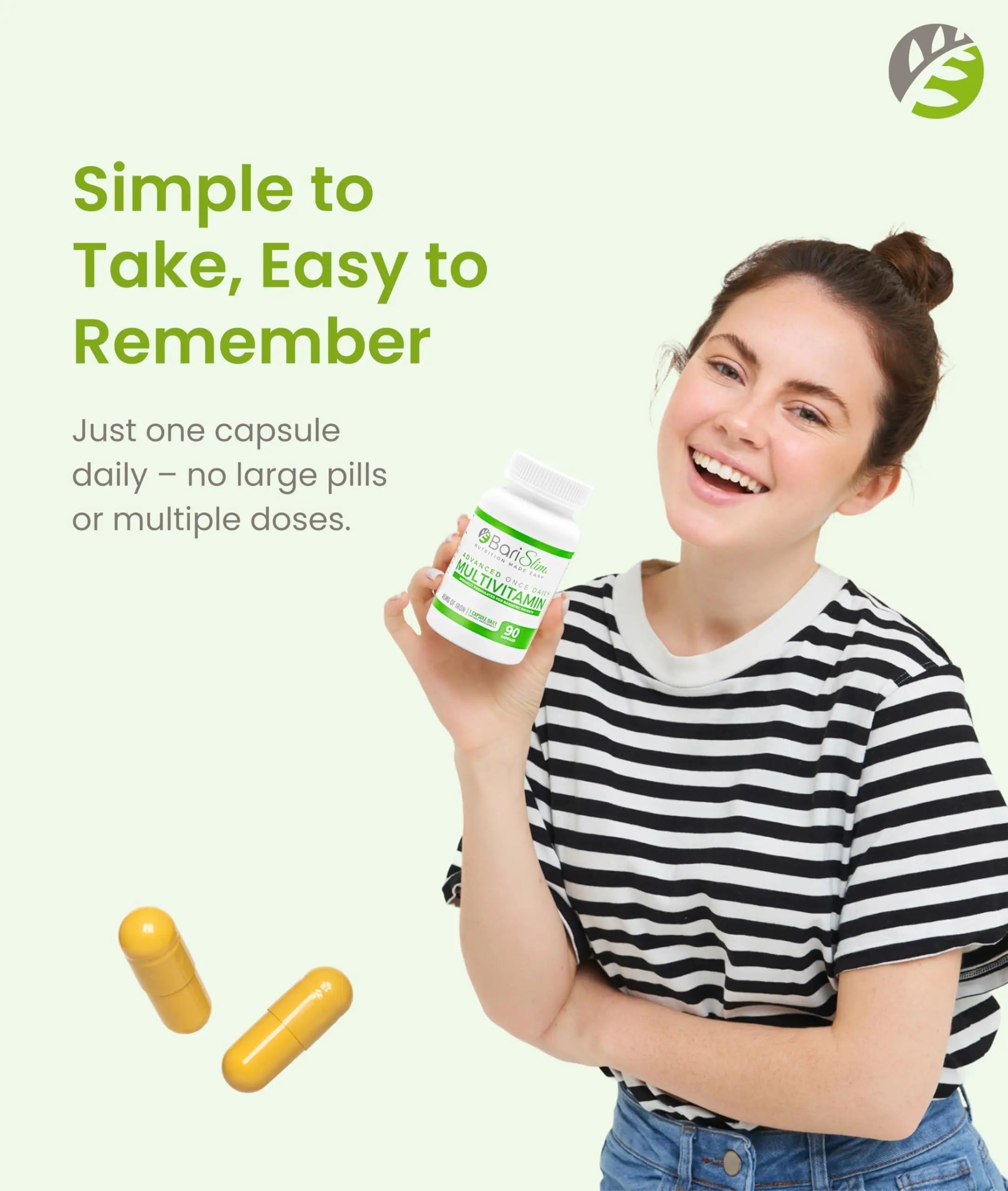 BariSlim Advanced Once Daily Bariatric Multivitamin Capsule - 45 mg of Iron - Bariatric Vitamin for Post Bariatric Surgery Including BariSlimAu supplements