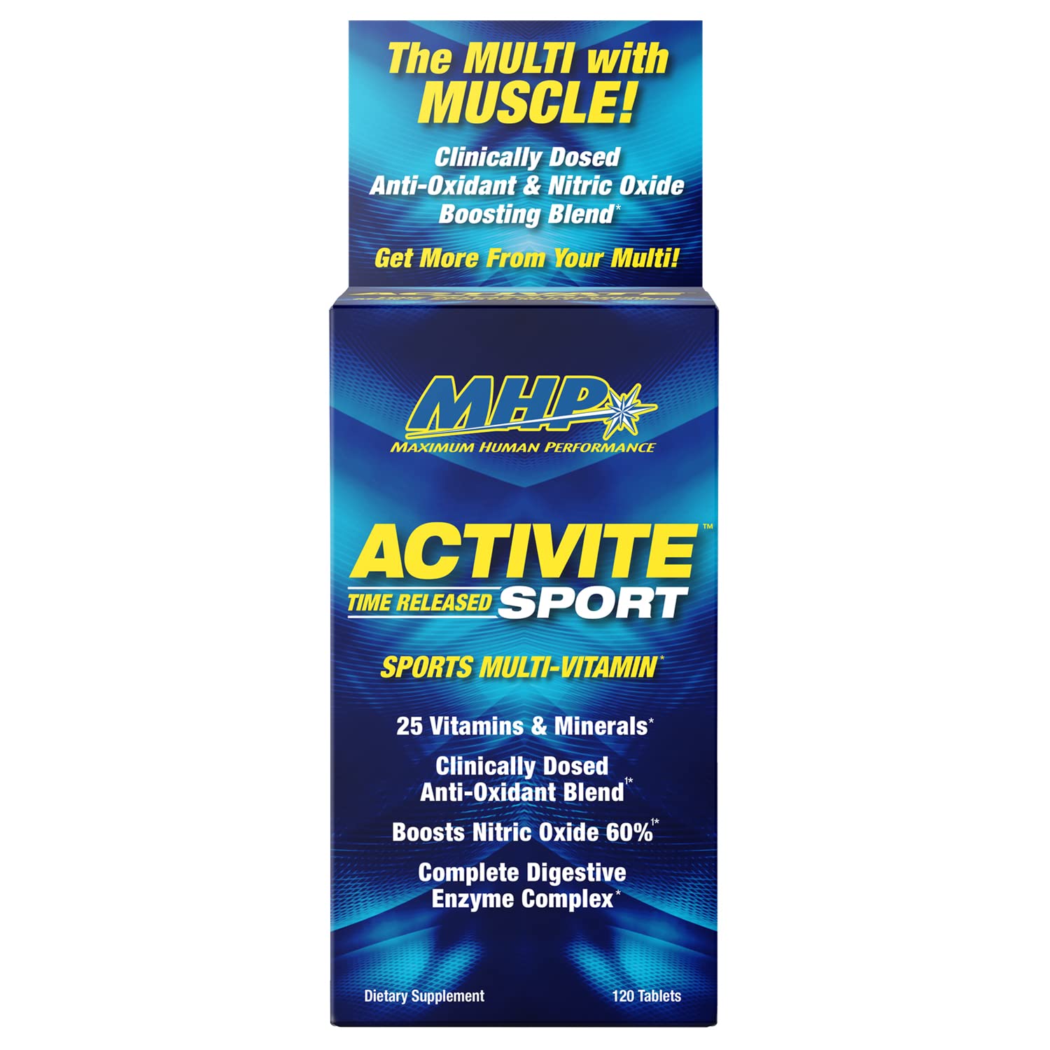 MHP Activite Sport Multi Vitamin, 25 Vitamins and Minerals, Nitric Oxide Booster, Digestive Enzymes, Antioxidants, 120 Tablets Maximum Human PerformanceAu supplements