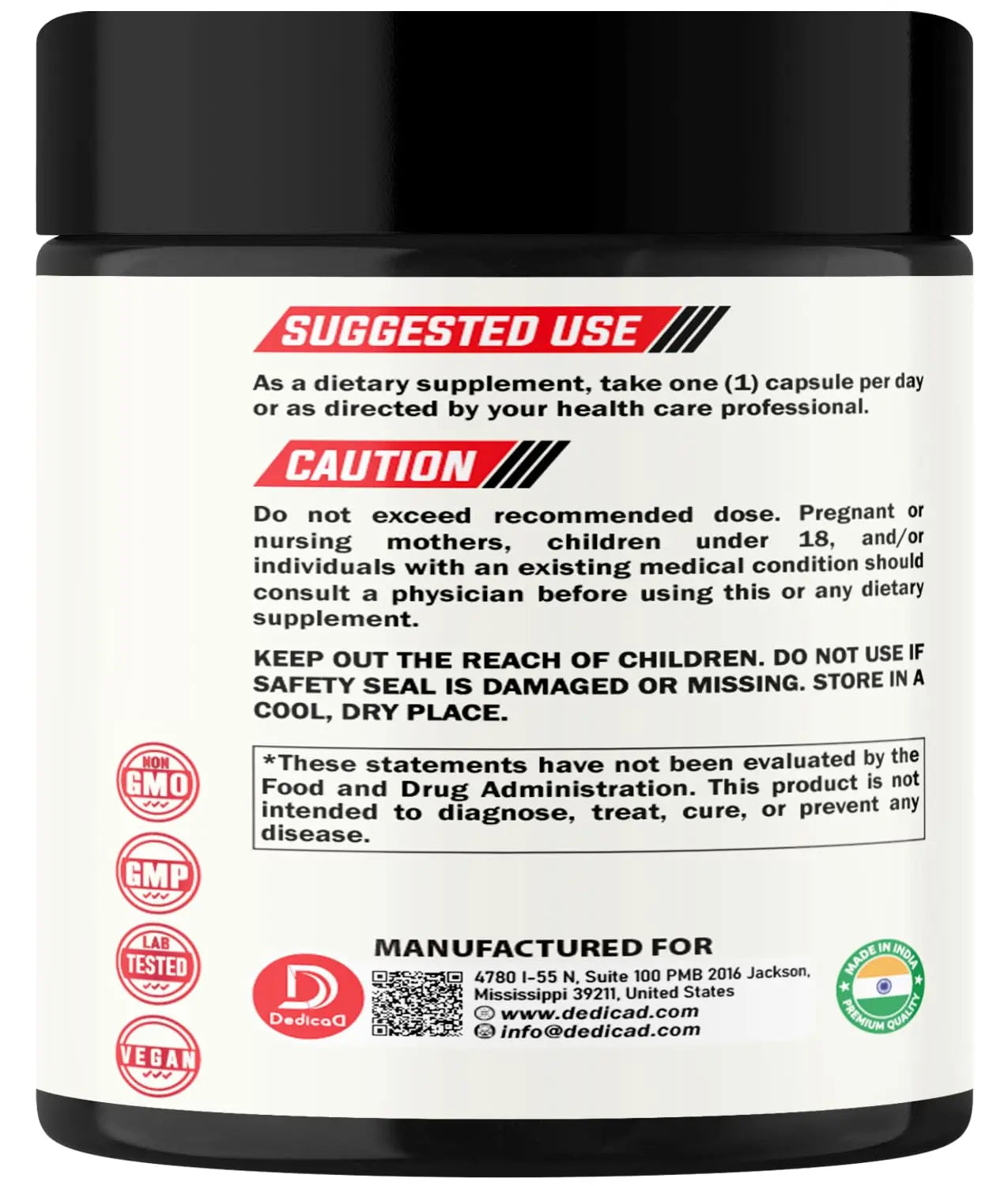 DEDICAD 12in1 Wormwood Capsules Black Walnut Cloves, Ginger, Turmeric Curcumin & Black Pepper - Immune System - 60 Capsules DEDICADnz supplements