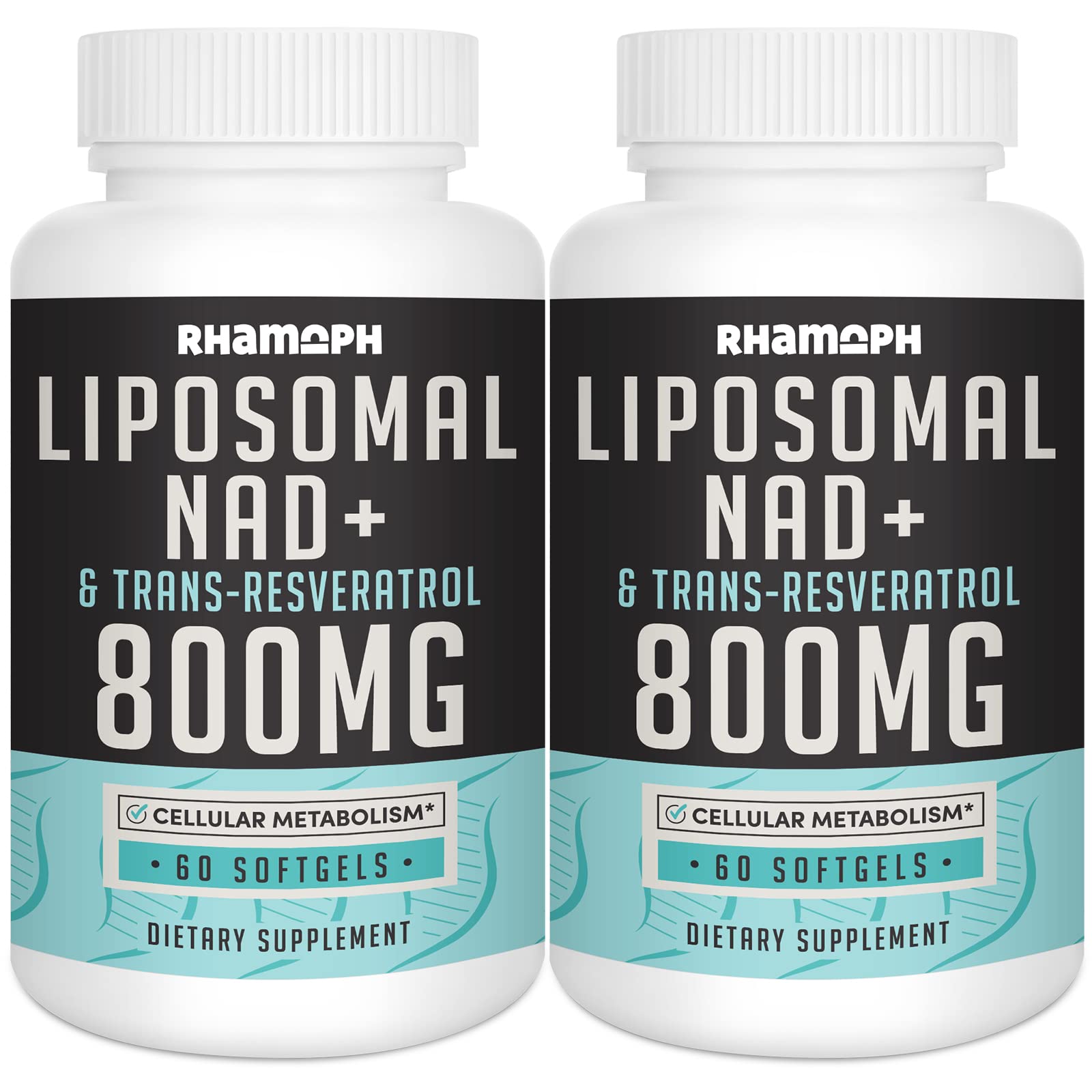 Rhamoph Liposomal NAD+ 800 mg with Trans-Resveratrol 300 mg, Max Absorption, Actual NAD+ Boosting Supplement for Healthy Aging, Cellular Energy, DNA Repair, Longevity - 120 Softgels RhamophAu supplements