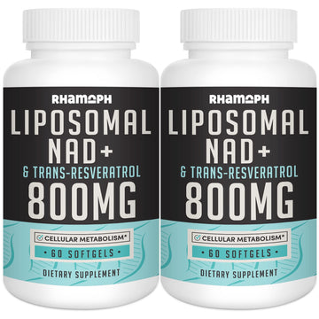 Rhamoph Liposomal NAD+ 800 mg with Trans-Resveratrol 300 mg, Max Absorption, Actual NAD+ Boosting Supplement for Healthy Aging, Cellular Energy, DNA Repair, Longevity - 120 Softgels RhamophAu supplements