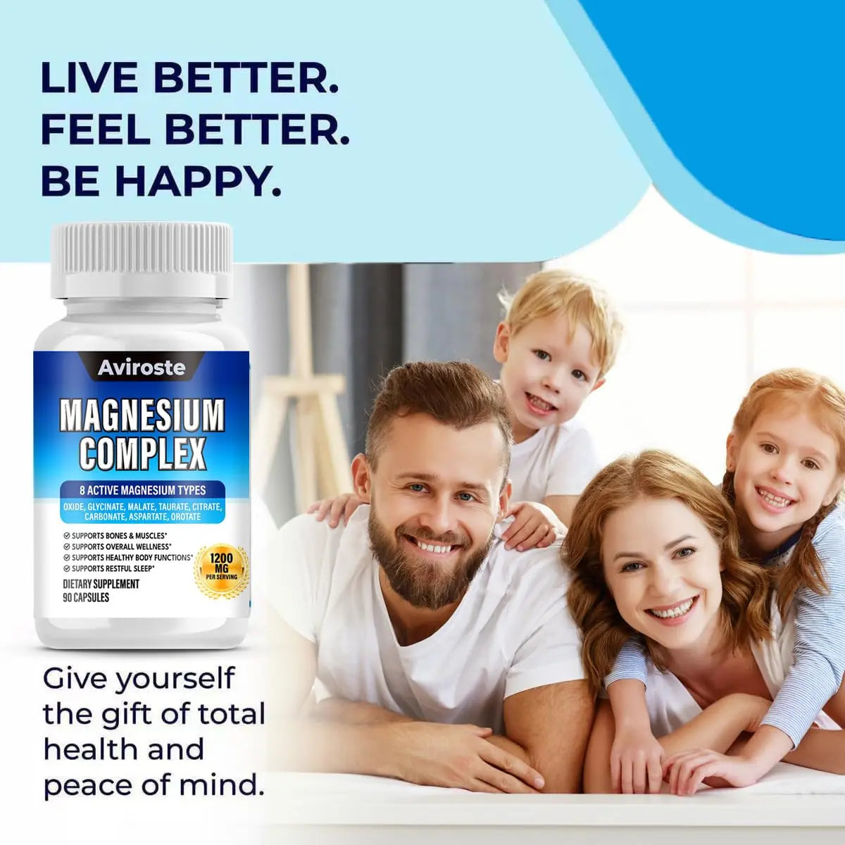 8 in 1 Magnesium Complex Supplement - 8 Elemental 1000mg - Magnesium Glycinate, Citrate, Malate, Taurate - High Absorption,for Muscle, Nerve & Sleep Support - 90 Capsules Avirostenz supplements