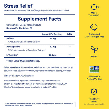 Ritual Stress Relief Supplement Shoden® Ashwagandha, Suntheanine® L-Theanine, and Saffron as affron®* BioSeries with 8-Hour Release to Support Natural Cortisol Response and Promote Calm, 30 Day RitualUS supplements