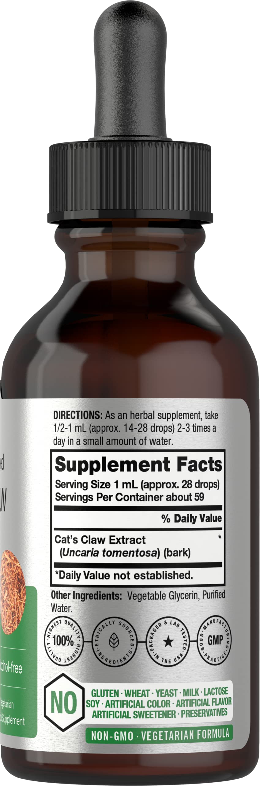 Cats Claw Herb Extract Tincture | 2 Fl Oz | Alcohol Free | Vegetarian, Non-GMO, Gluten HorbäachAu supplements