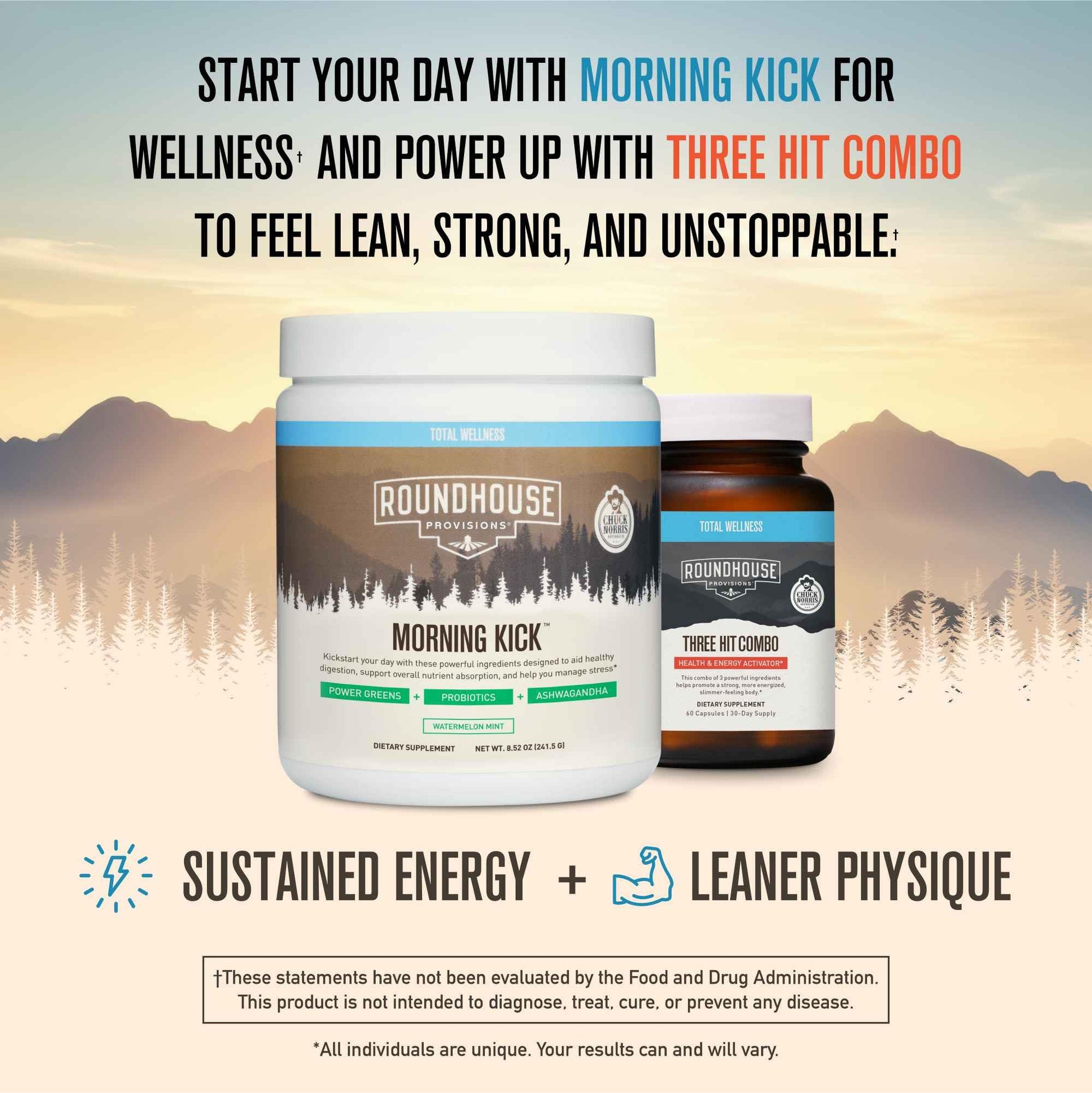 ROUNDHOUSE PROVISION Morning Kick by Chuck Norris - Watermelon Mint Flavor - Greens Superfood Powder with Probiotics, Collagen Peptides & Ashwagandha to Help Support Gut & Joint Health, 3 Pack ROUNDHOUSE PROVISIONAu supplements