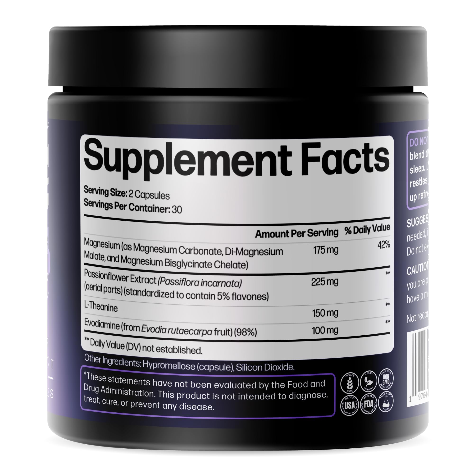 Doctor Formulated Triple Magnesium for Sleep, Calm & Relaxation with Chelated Magnesium Glycinate, L-Theanine, Passionflower & Evodia – Non-Habit, No Melatonin Magnesium Sleep Aid Support Supplement LIFE HAPPNS BE READYAu supplements