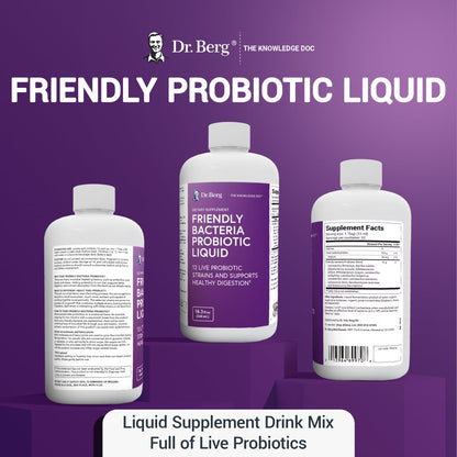Dr. Berg's Friendly Probiotic Liquid Supplement Drink Mix w/ 12 Live Probiotics Strains Dr. Berg NutritionalsUS supplements