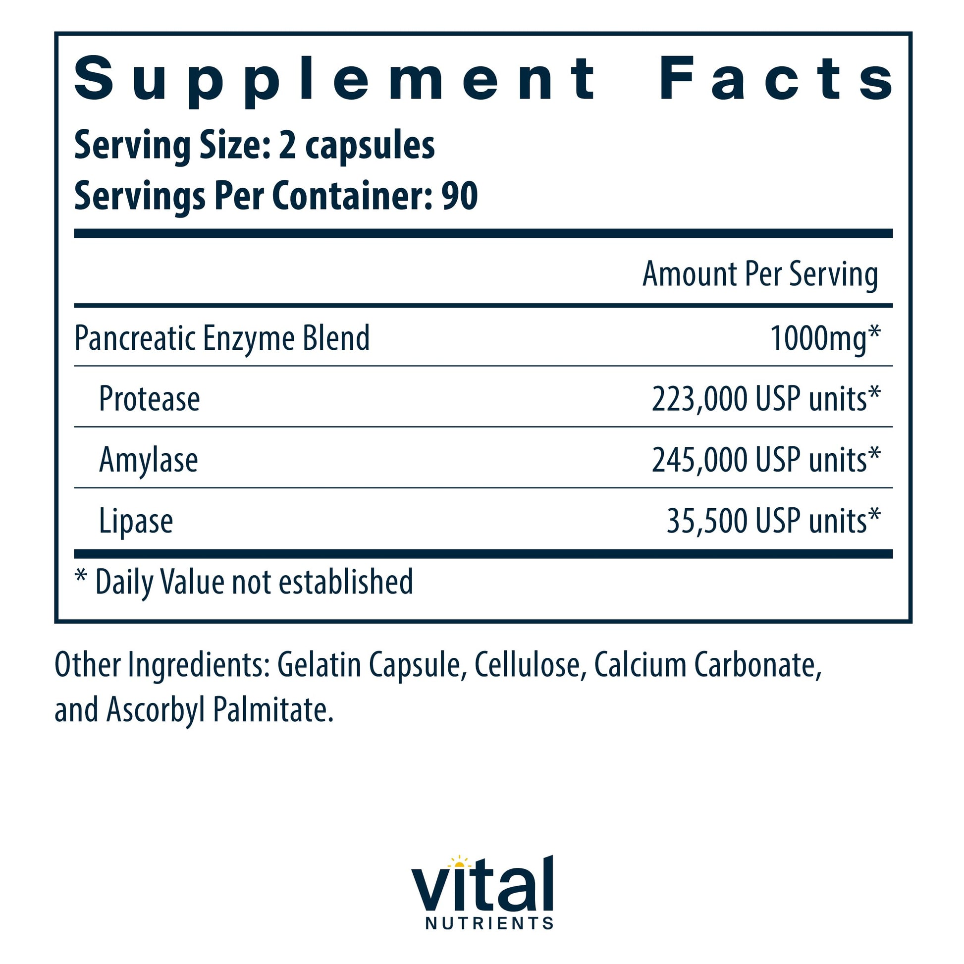 Vital Nutrients Pancreatic Enzymes 1000mg (Full Strength) | Pancreatin Digestion Supple Vital NutrientsAu supplements