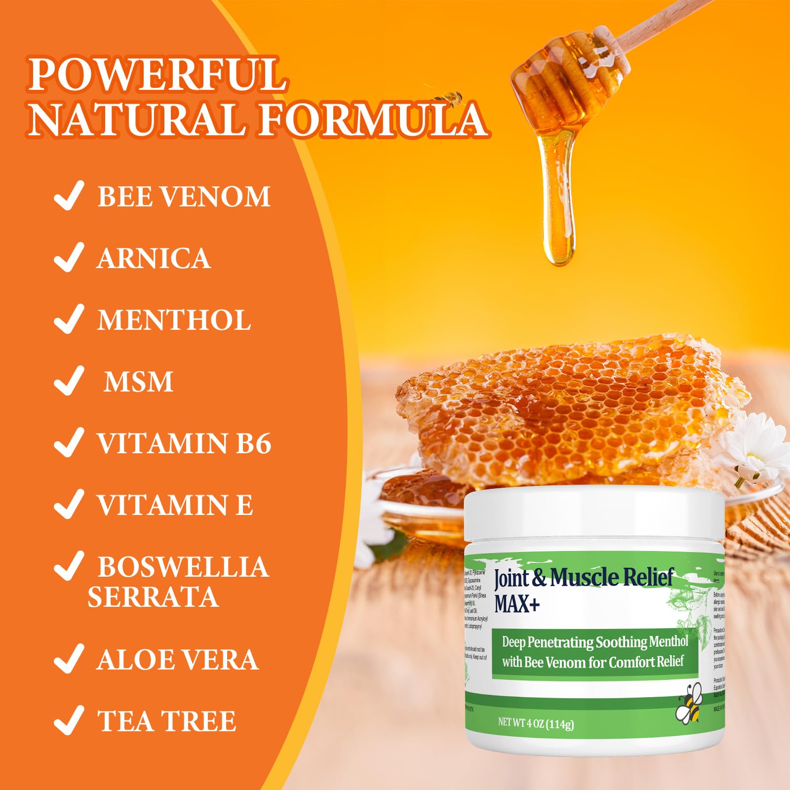 DUBOONAIO Max Energy Bee Venom Cream, Muscle Joint Soothing Cream, Pure Natural, for Back, Neck, Hands, Feet, Shoulder, Leg, Knee, Ankle Care DUBOONAIOAu supplements