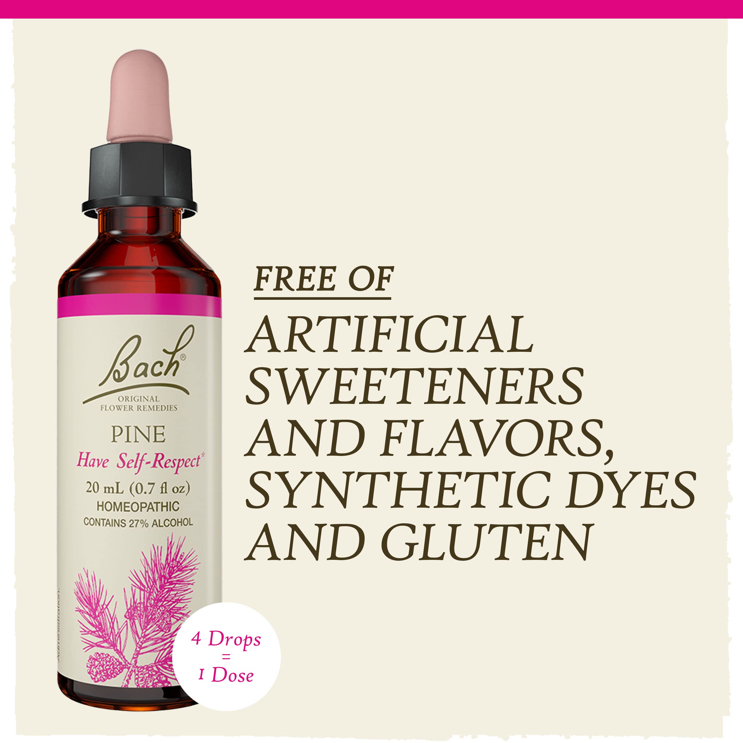 Bach Original Flower Remedies, Pine for Self Respect, Natural Homeopathic Flower Essence BachAu supplements