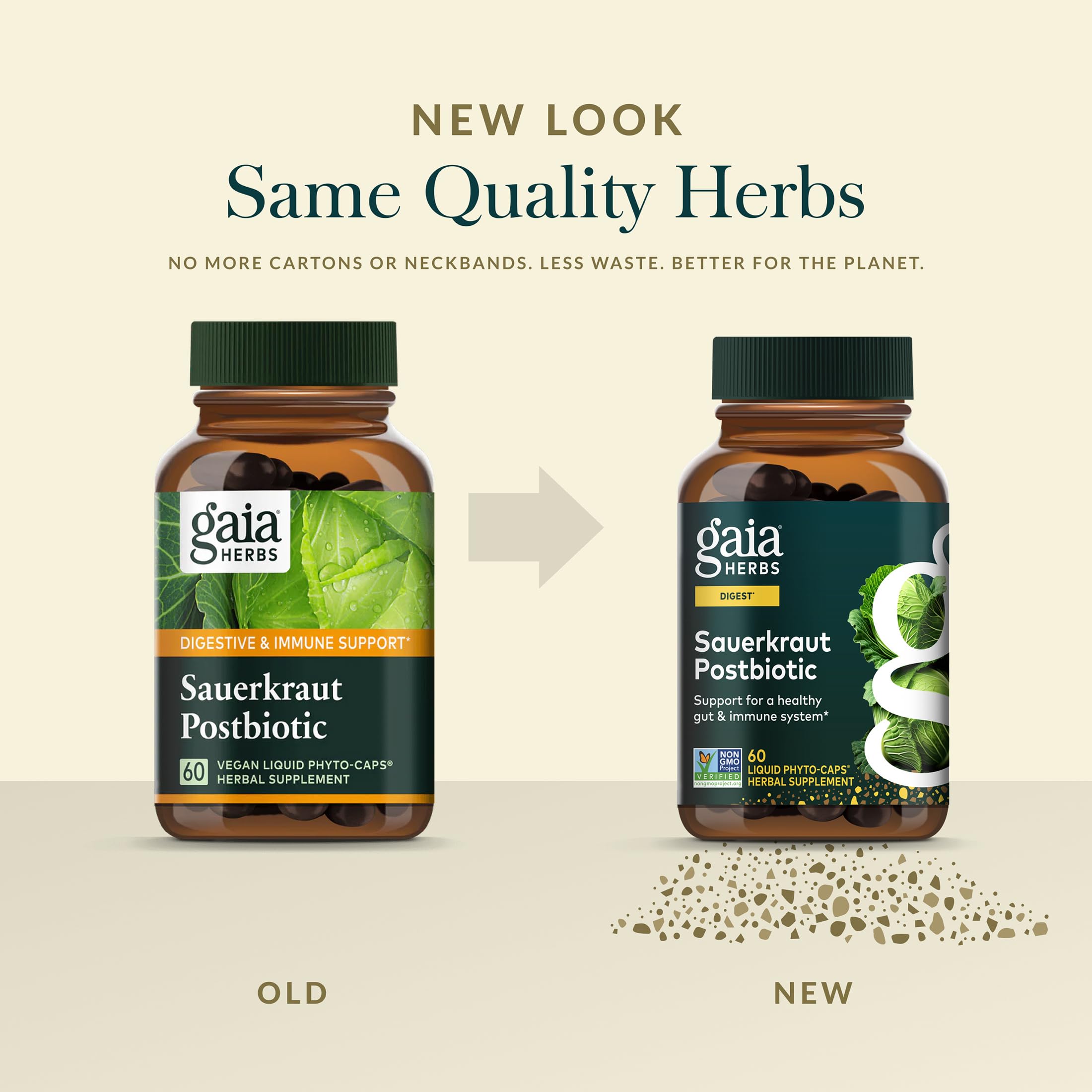 Gaia Herbs Sauerkraut Postbiotic - Gut Health & Immune Support Supplement* - Made with Fermented Sauerkraut - Free from Dairy, Soy & Gluten - 60 Vegan Liquid Phyto-Caps (30 Servings) Gaia HerbsAu supplements