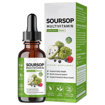 Soursop Bitters Liquid 2 Fl Oz, Soursop Graviola Leaf Extract Liquid Drop, Soursop Multivitamin Liquid Drops Organic for Cell Support, Immune System, Relax bogomoAu supplements