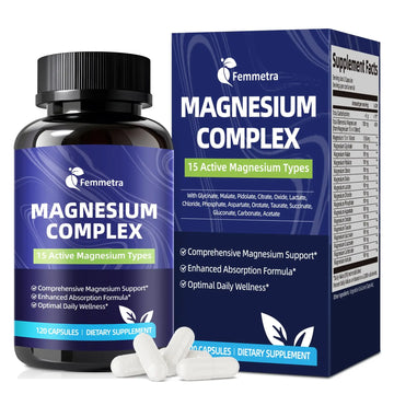 Magnesium Complex for Women Men 1350mg 15 in 1 Pure Magnesium Supplement, with High Absorption Chelated Magnesium Glycinate Citrate Malate & More for Muscle, Heart, Sleep & Bone Support, Vegan 60 Days FemmetraAu supplements