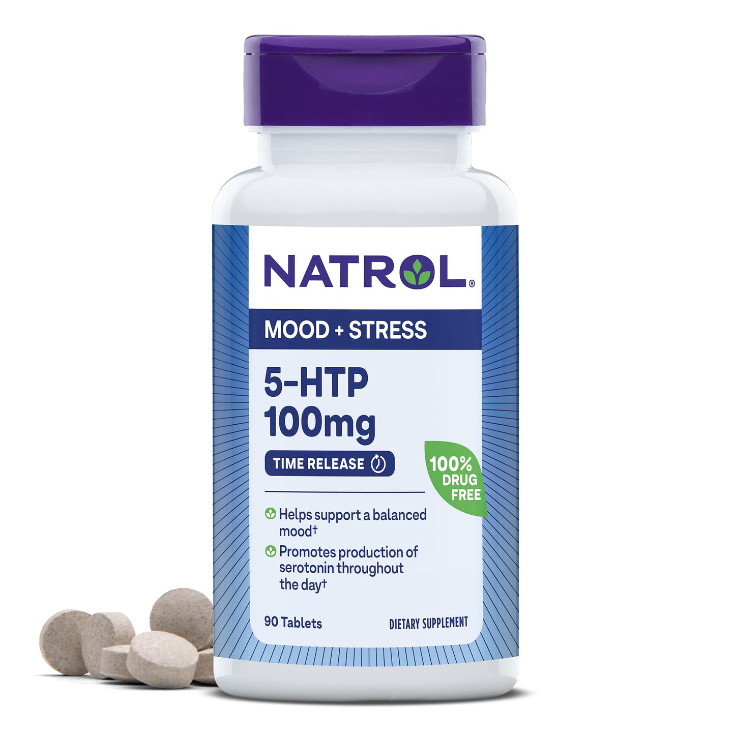 Natrol 5-HTP 100mg, Dietary Supplement Helps Support a Balanced Mood, Mood and Stress Support Supplement, 90 Time Release Tablets, 45-90 Day Supply NatrolUS supplements