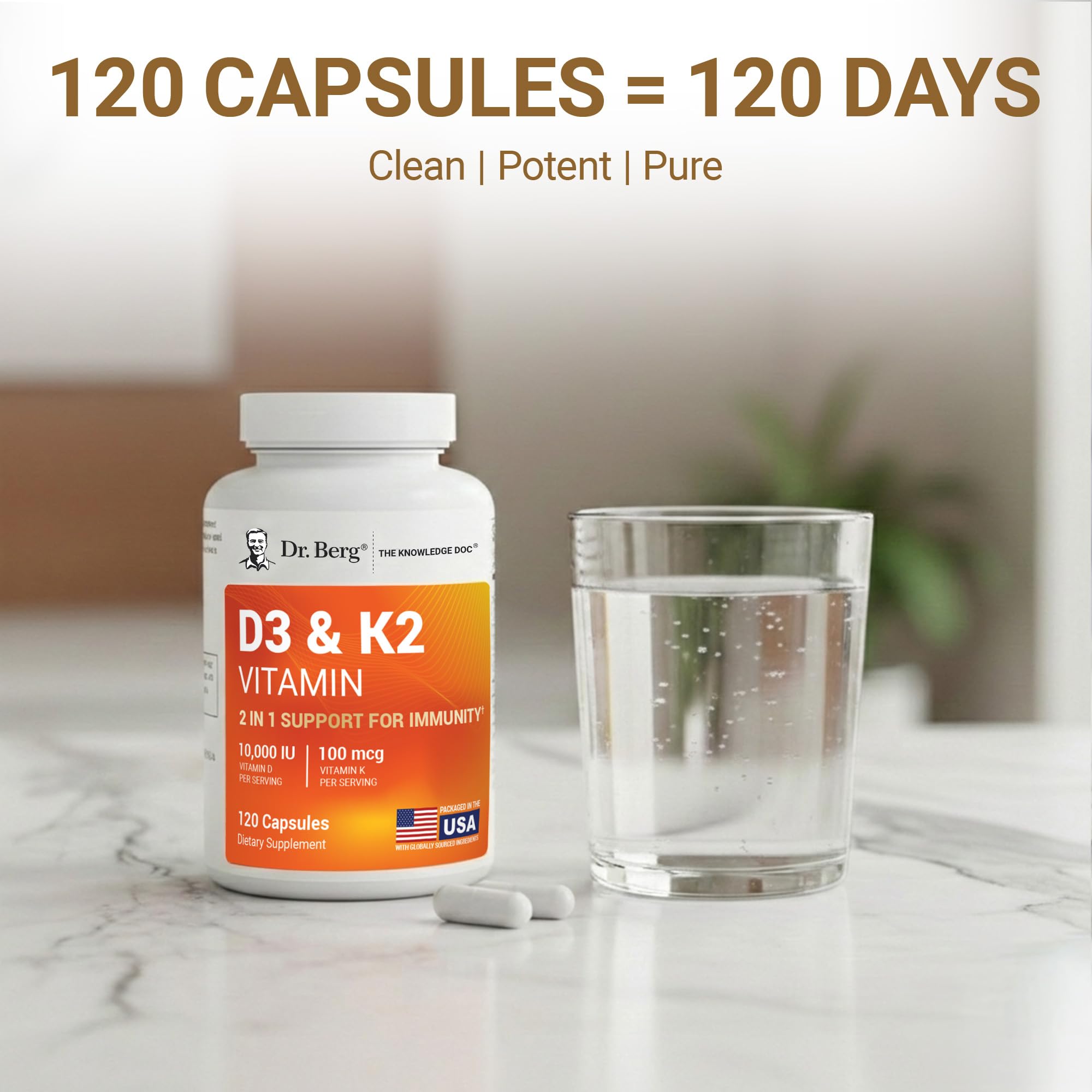 Dr. Berg Vitamin D3 & K2 10,000 IU + MK-7 – 120 Capsules – Immune, Bone & Heart Support* Supplement w/Magnesium, Zinc, B6 – 4X Lab-Tested – No Fillers – Non-GMO, cGMP, Formulated in USA Dr. Berg NutritionalsAu supplements