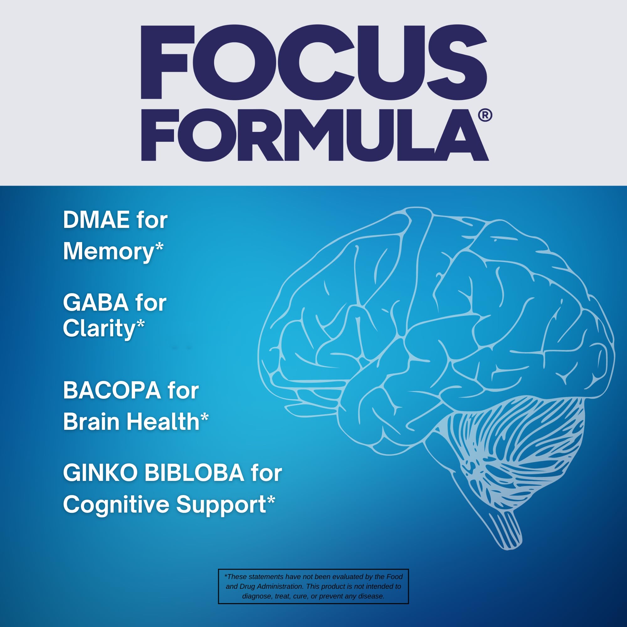 Focus Formula Nootropic Brain Supplement, Focus Capsules for Concentration, Supports Energy, Brain Booster with GABA, DMAE, and BACOPA, Memory Support Supplement, Cognitive Support, 60 Veggie Tablets Focus FormulaAu supplements