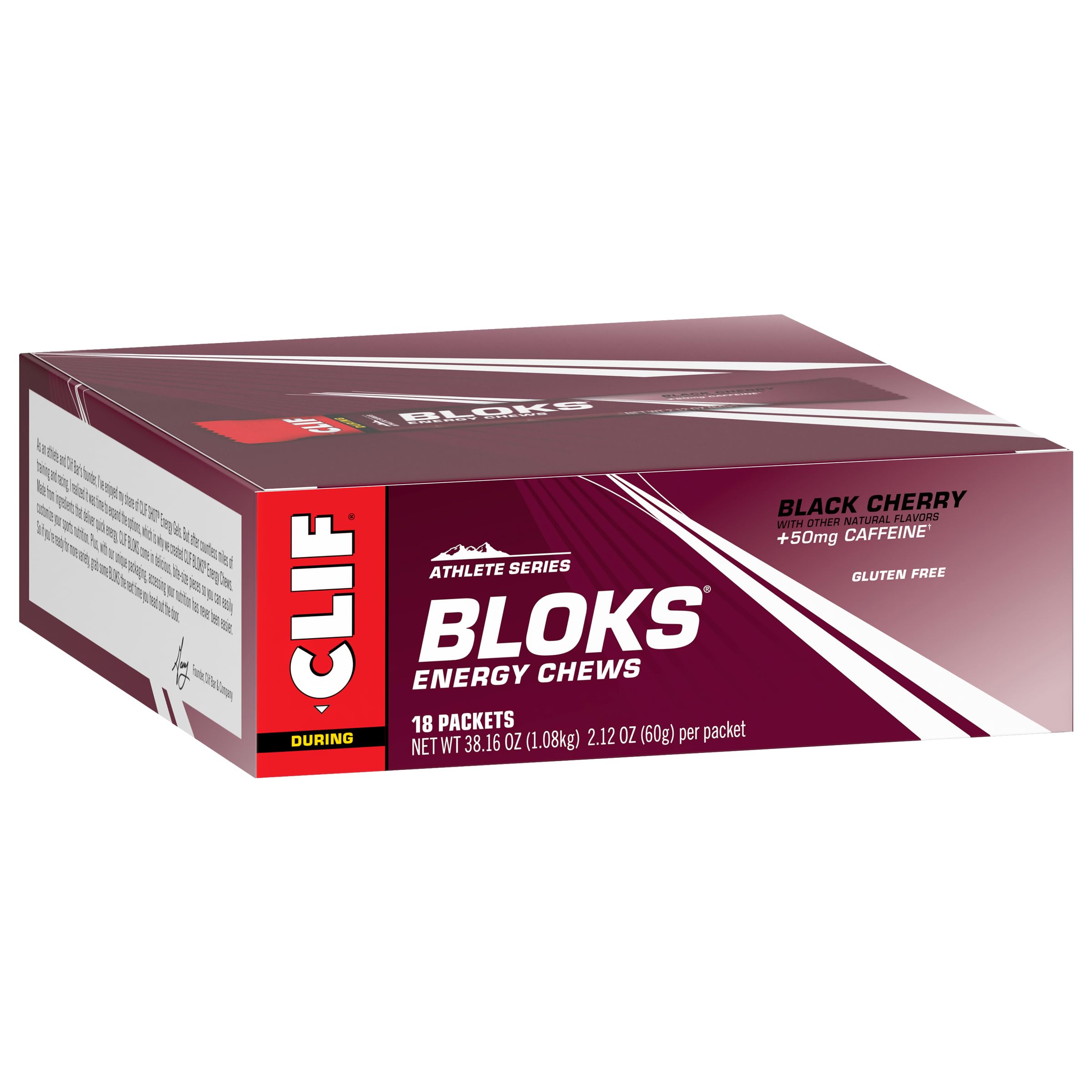 CLIF BLOKS - Black Cherry Flavor with Caffeine - Energy Chews - Non-GMO Clif BarUS supplements