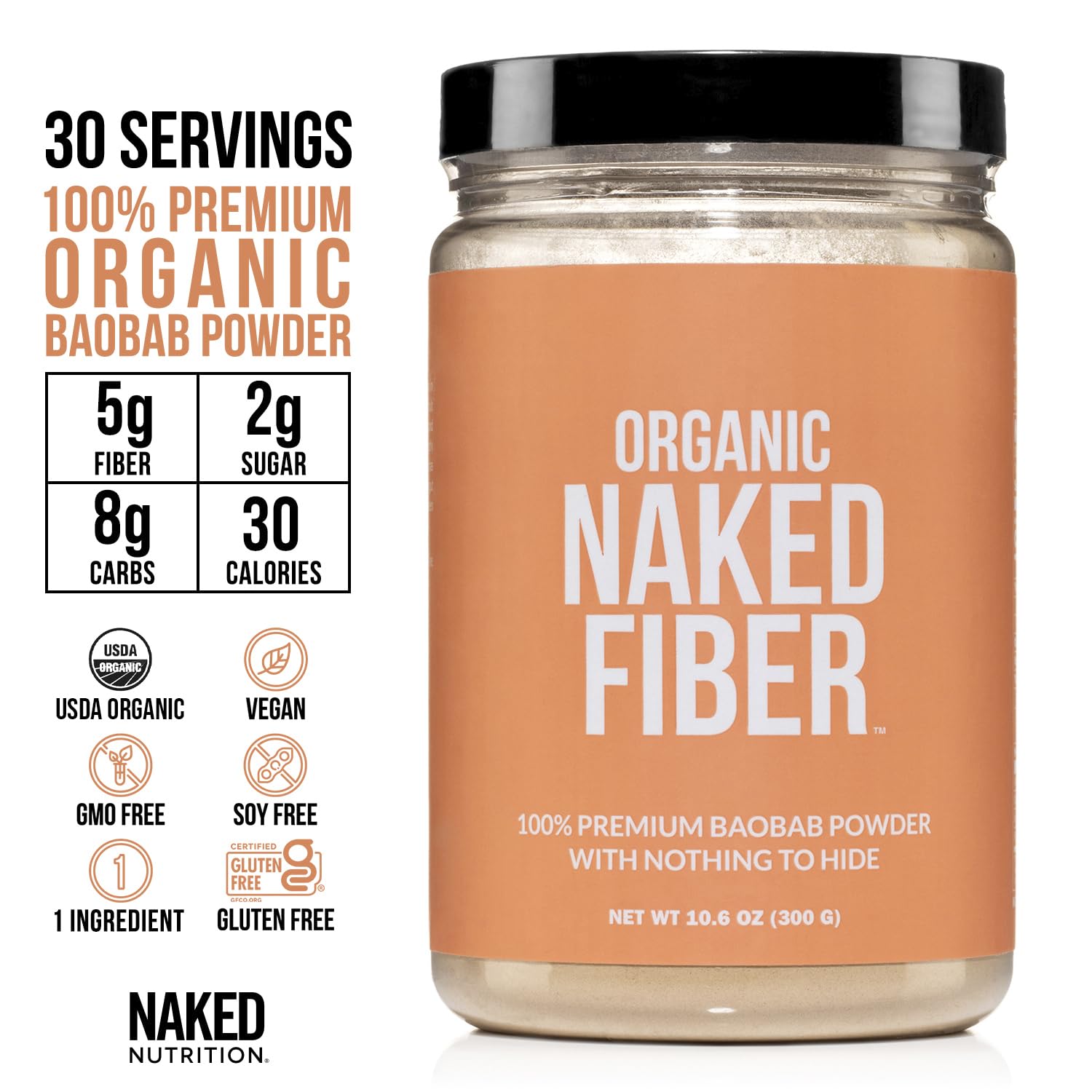 Naked Nutrition Naked Fiber Organic Baobab Powder Fiber Supplement Naked NutritionAu supplements