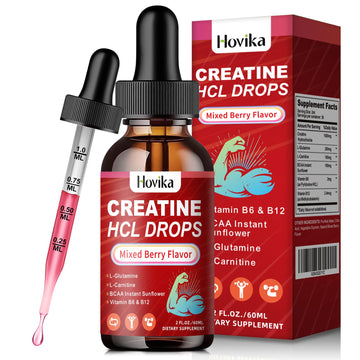 Creatine HCL Liquid Drops for Men & Women, Creatine Hydrochloride with L-Carnitine, L-Glutamine, BCAA, Vitamin B12 & B6 for Muscle Growth & Recovery-Vegan, Mixed Berry Flavor Flavor, 2 Fl Oz HovikaAu supplements