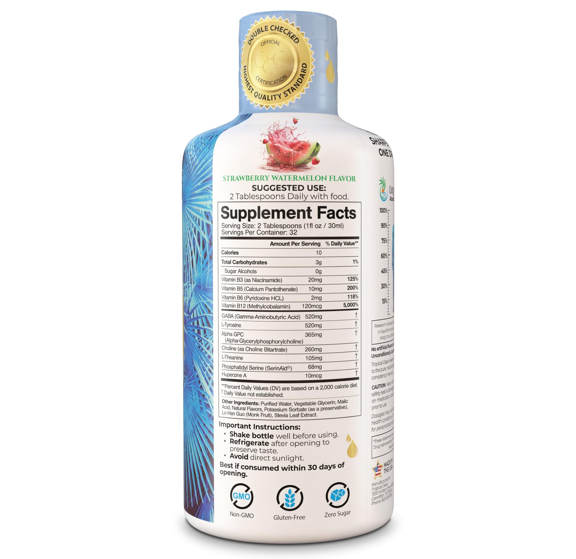 Tropical Oasis - Brain Power | Liquid Nootropic Supplement - Promotes Mental Clarity, Focus, and Memory Retention (Unflavored, 32 Servings) Tropical OasisAu supplements