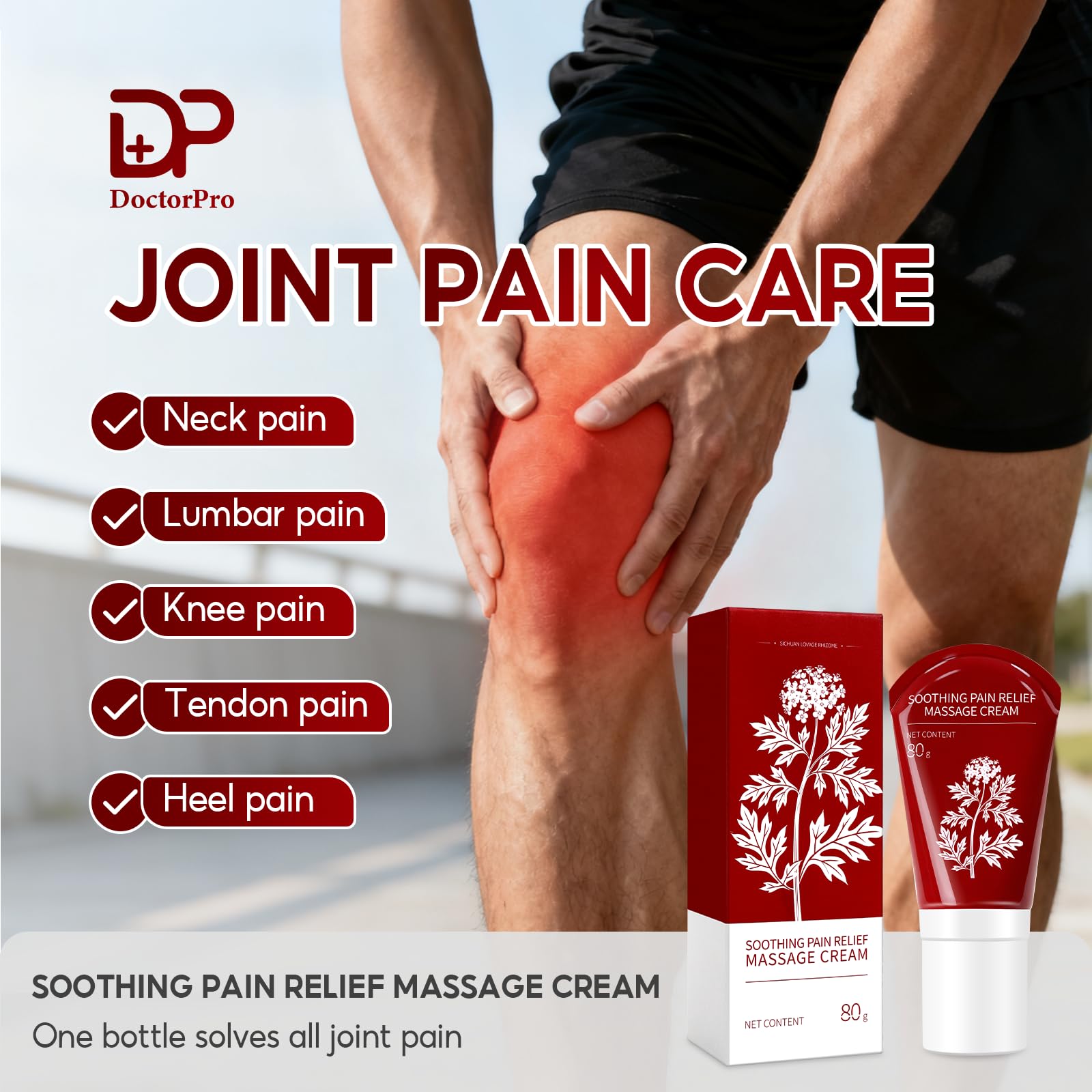 DoctorPro Soothing Massage Cream 80g Joint Relief Roll Muscle Comfort Non-Greasy Refreshing Formula for Knees, Lumbar, Neck, Back,Shoulders, Hands, and Feet, Menthol Gel DoctorProAu supplements