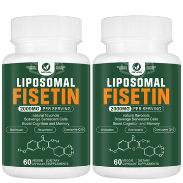 Liposomal Fisetin Supplement, 2000MG, 98% Pure Fisetin Polyphenols Antioxidants, with Quercetin, TMG and Resveratrol, for Healthy Aging, Cognitive Support, 120 Capsules NICMINAu supplements