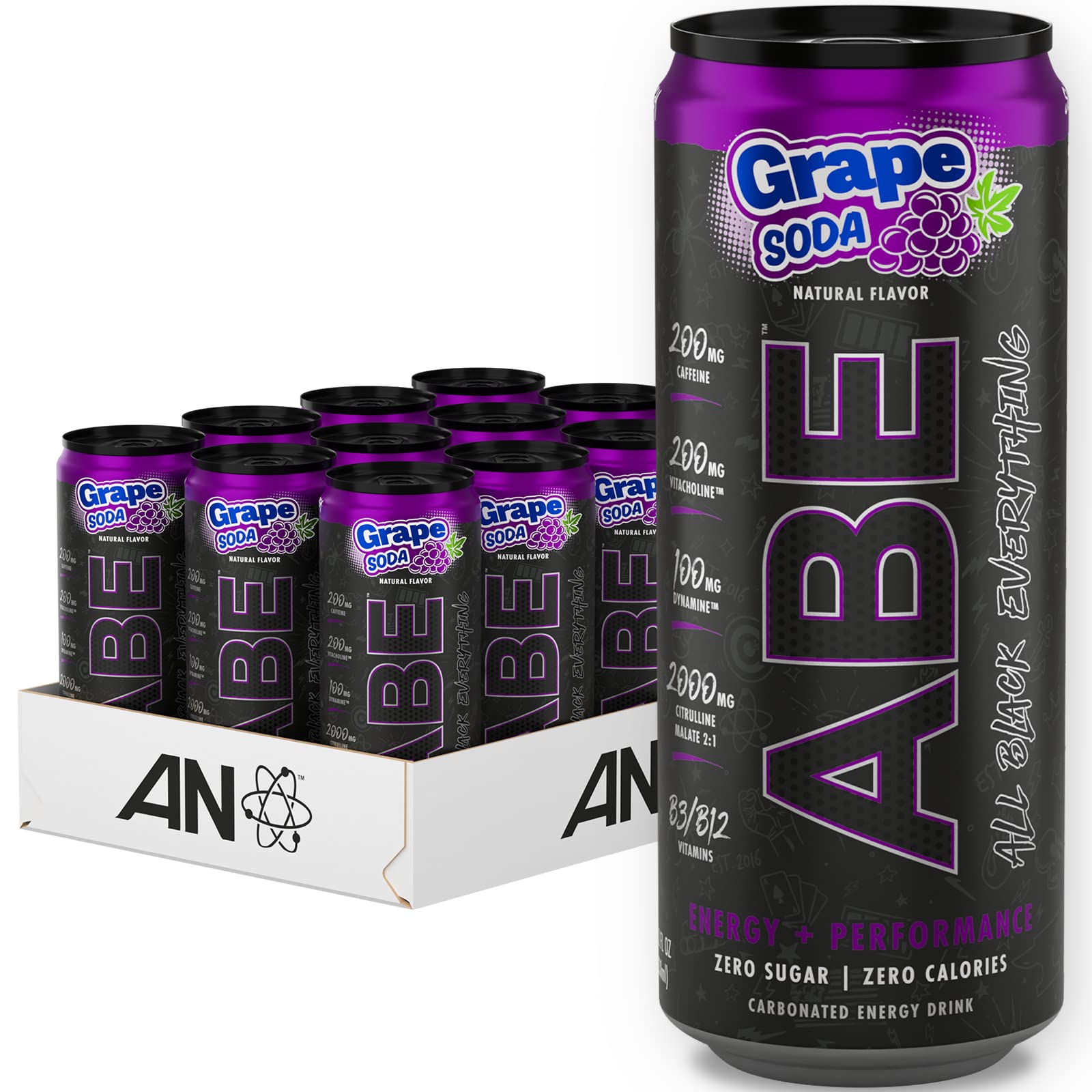 ABE Energy + Performance Sugar Free Energy Drink - All Black Everything Drink ABE all black everythingAu supplements