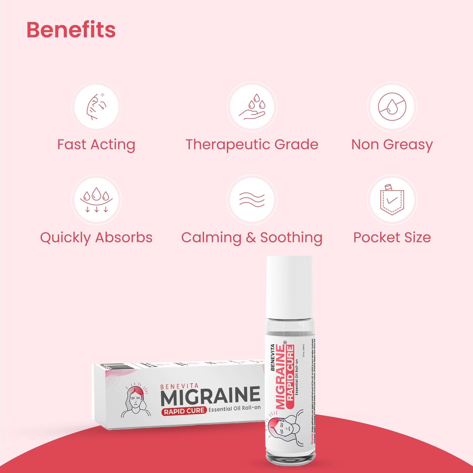 Benevita Migraine Relief Stick Roll-On – Organic, Natural, Cruelty-Free Headache Relief Roll-On – Peppermint, Spearmint, & Lavender Essential Oil Roller for Tension & Stress BenevitaAu supplements