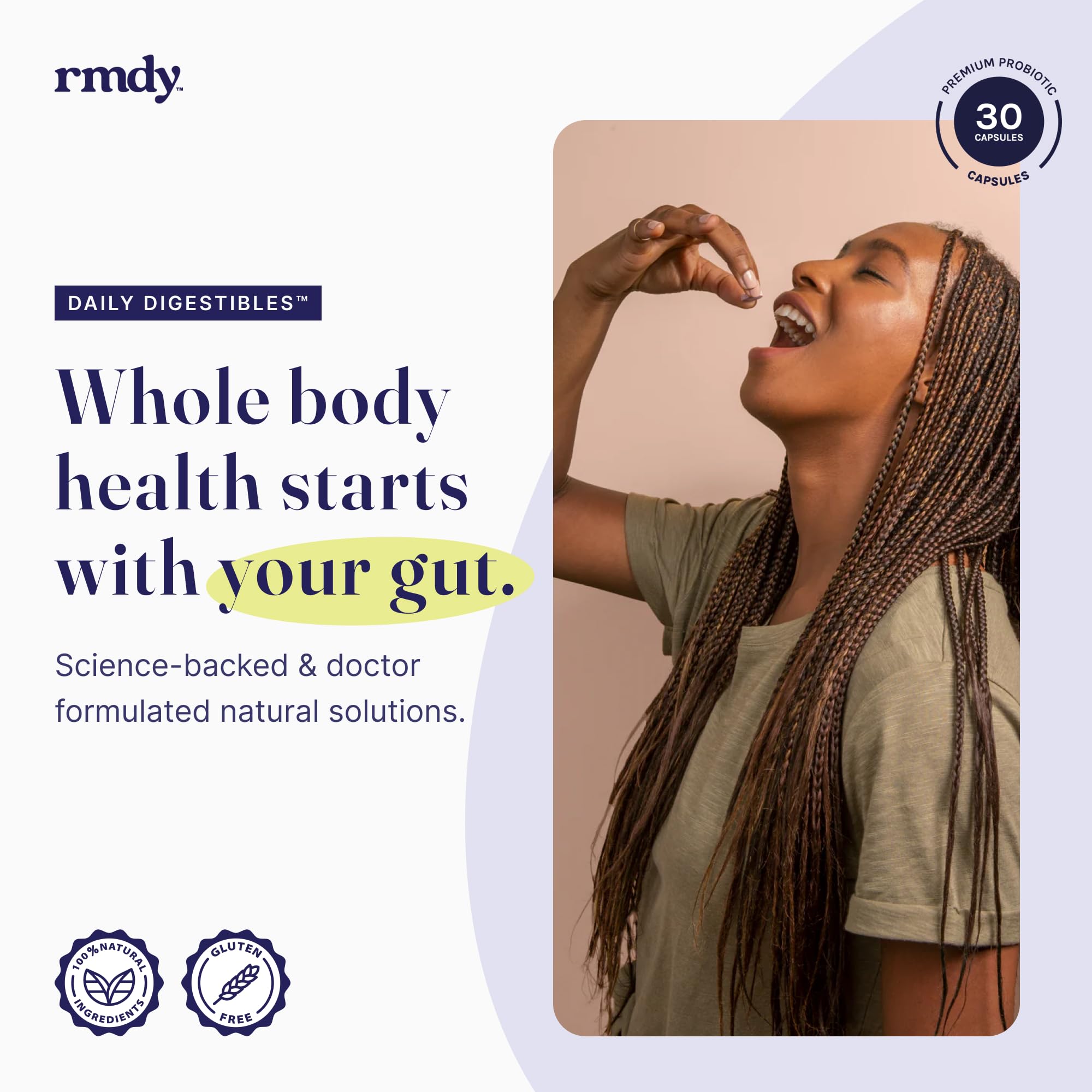 rmdy Constipation, Bloating, & Gas Relief | Relief from Diarrhea, & IBS | Probiotic for Digestive Health & Gut | 30 Capsules rmdyAu supplements