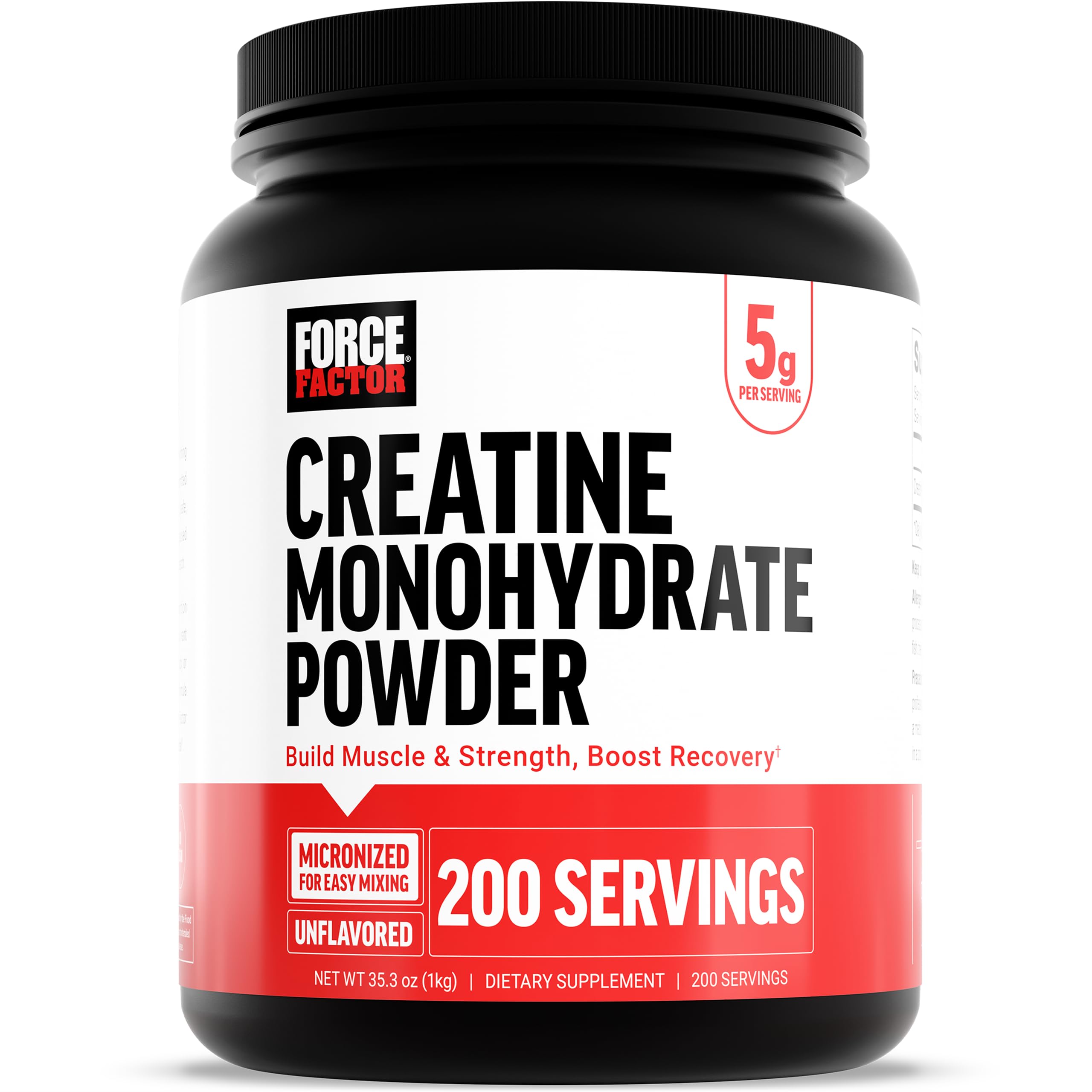 Force Factor Creatine Monohydrate Powder, 5g Micronized Dose to Support Muscle Growth, Strength, Recovery, Cognitive Health & Memory, Unflavored, 200 Servings Force FactorAu supplements