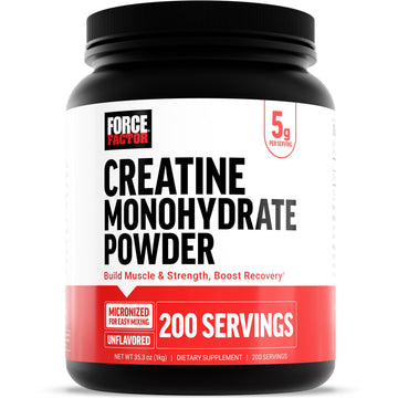 Force Factor Creatine Monohydrate Powder, 5g Micronized Dose to Support Muscle Growth, Strength, Recovery, Cognitive Health & Memory, Unflavored, 200 Servings Force FactorAu supplements