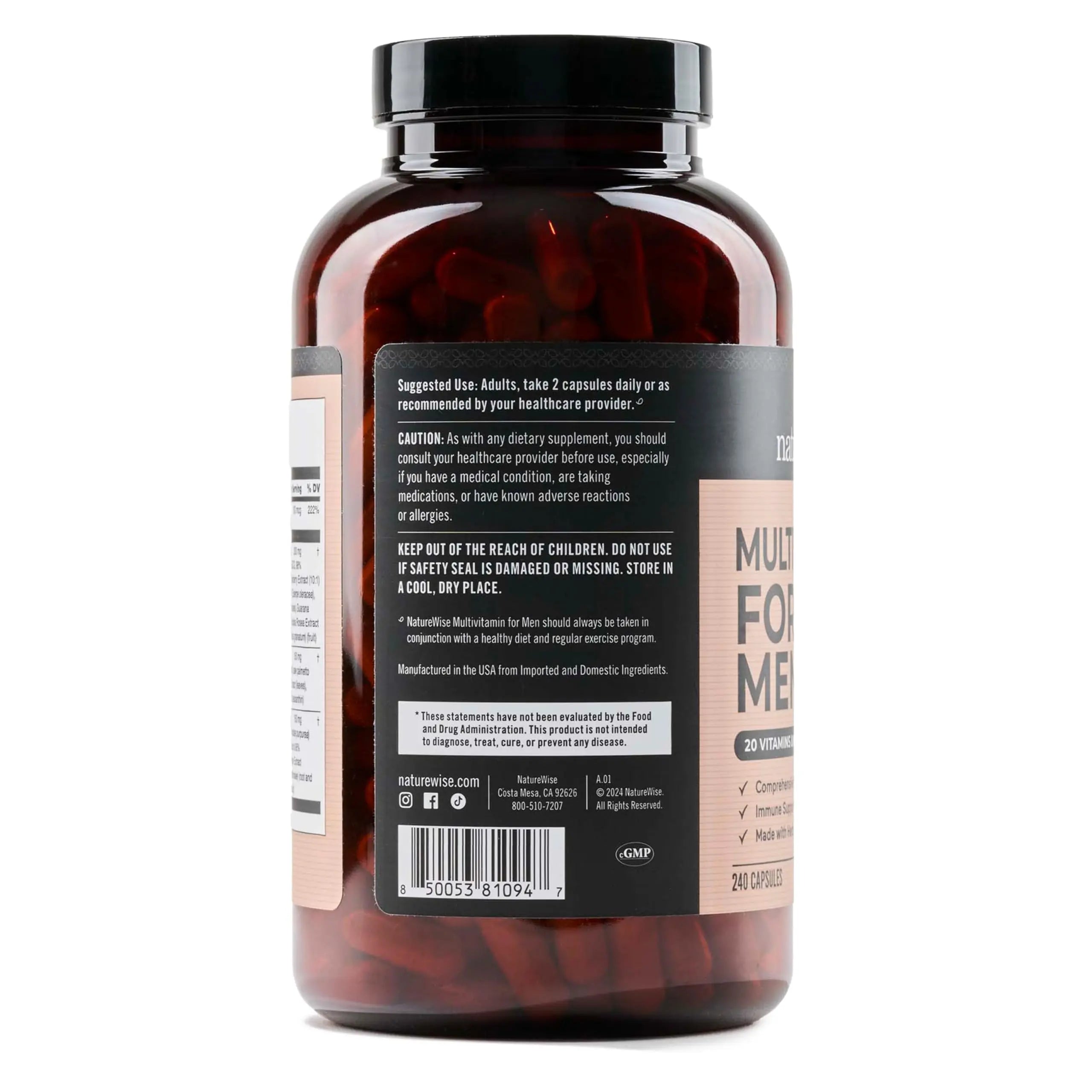 NatureWise Multivitamin for Men - Daily Male Support - Minerals & Herbs for Energy, Performance, Immunity - with Vitamin A, C, D, B-Complex NatureWiseAu supplements