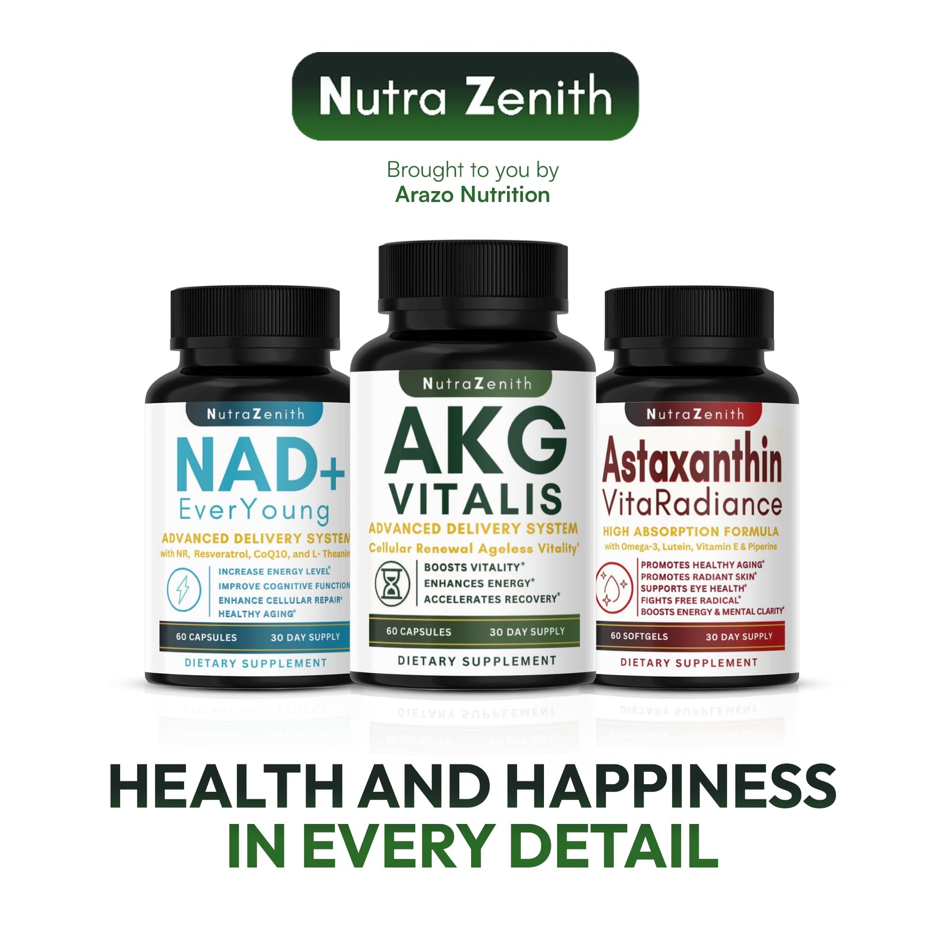 AKG Anti-Aging & Energy Boost Supplement with Vitamin B6, Vitamin C & L-Arginine – 60 Capsules for Youthful Skin, Cellular Renewal & Vitality Support Arazo NutritionAu supplements